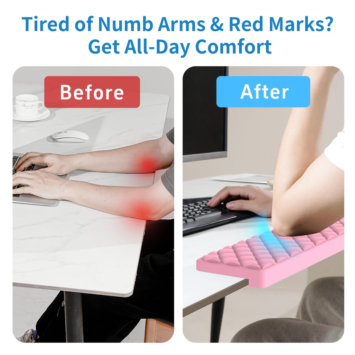 MEKASS L-Shaped Desk Elbow Pad for Desk, Memory Foam Elbow Support Padding with Non-Slip, Ergonomic