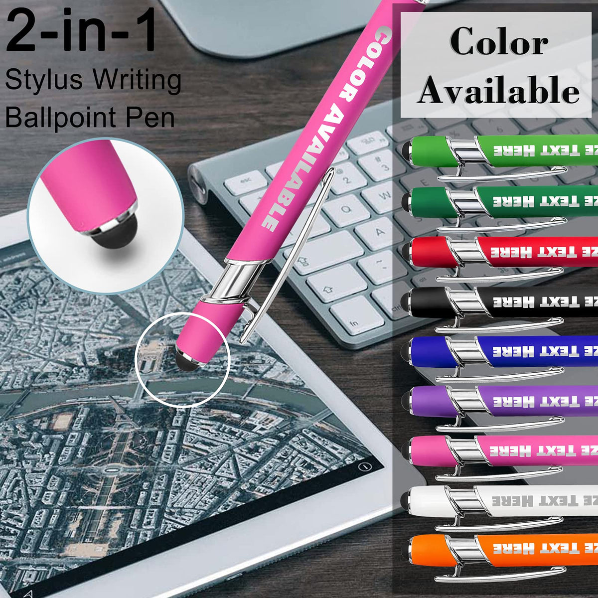 Up to 500 Personalized Pens Bulk Custom Ballpoint Pens with Business Name Message Logo, Customized
