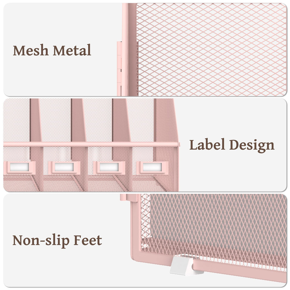 SUPEASY Desk Organizers Metal Desk Magazine File Holder with 5 Vertical Compartments Rack File