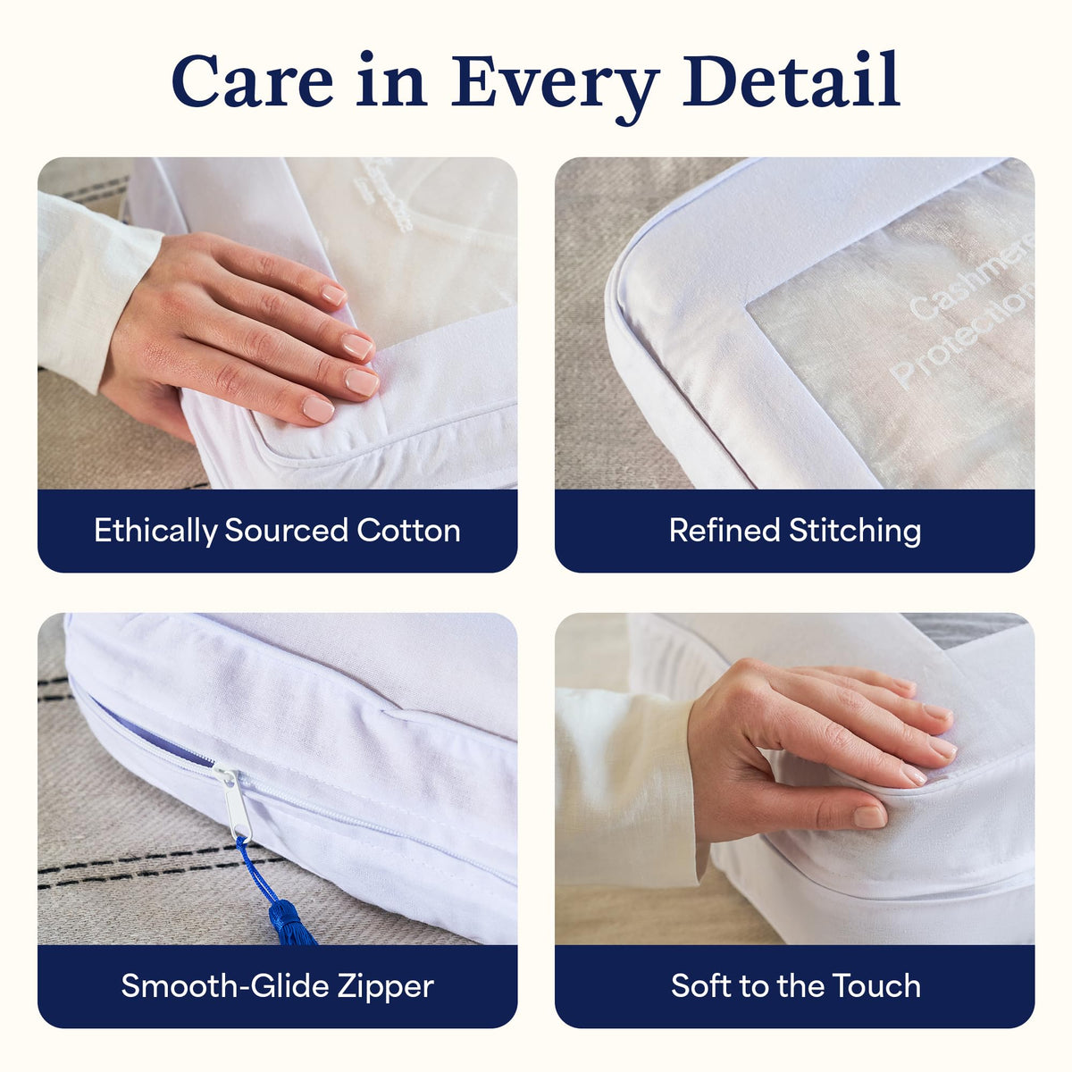 The Cashmere Choice Cashmere Storage Bags for Clothes, Sweaters, Scarves – 100% Cotton Garment Bag