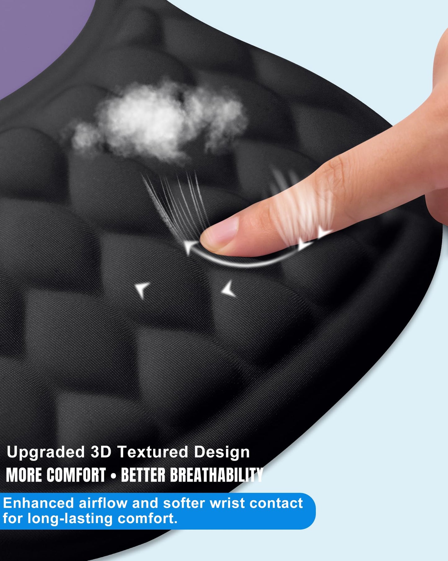 Ergonomic Mouse Pad with Sloped Memory Foam Wrist Rest, Black&Purple