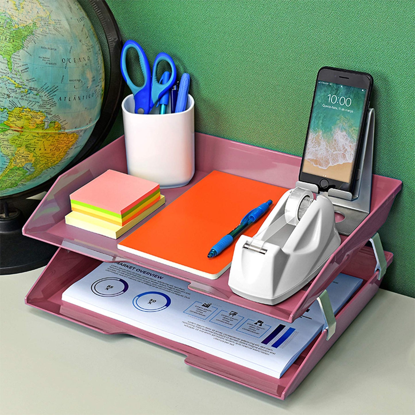 Acrimet Facility 2 Tier Letter Tray, Side Load, Letter Size/A4, Desktop File Organizer, Plastic