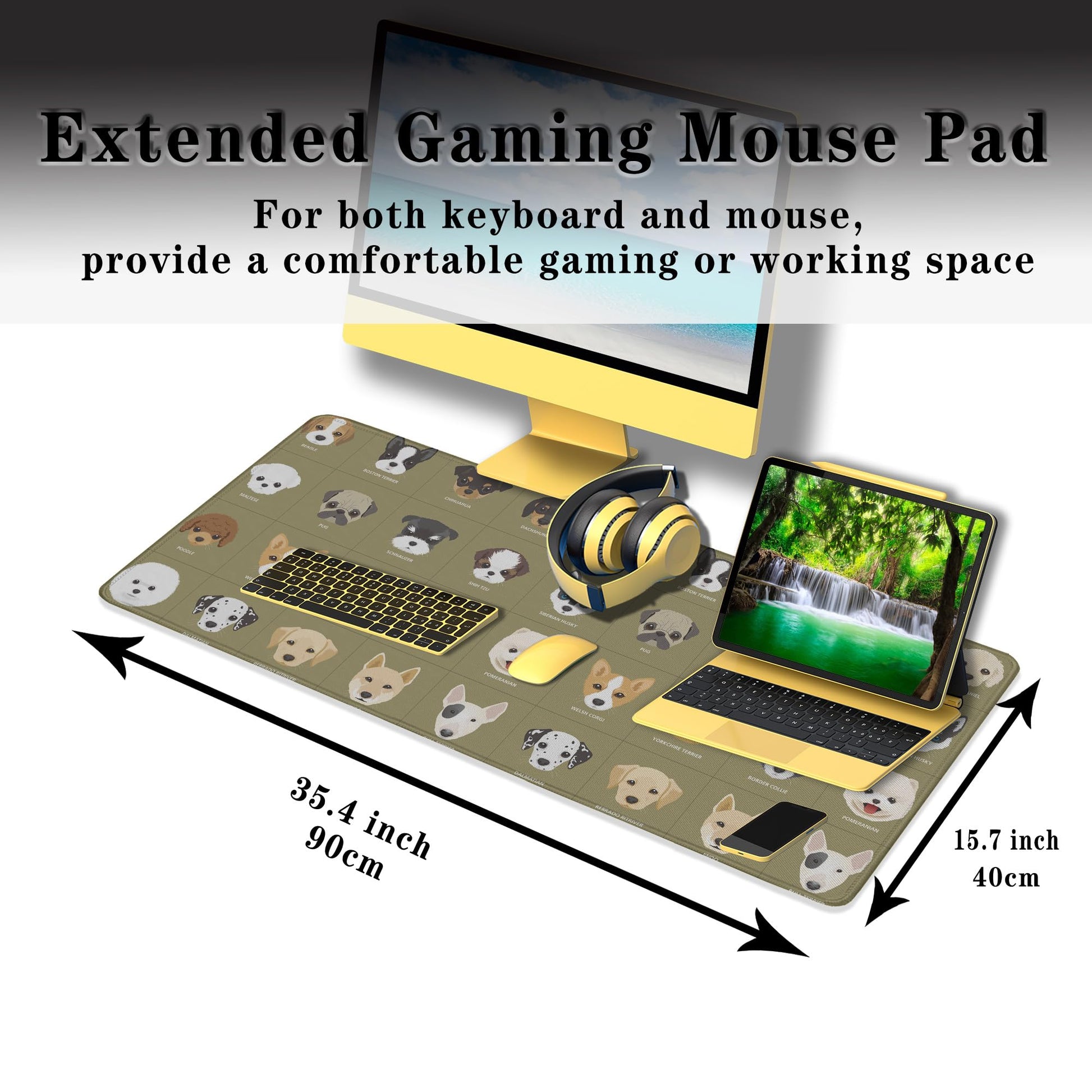 Samgula Gaming Mat Cartoon Puppy Dogs Cute Desk Mat, Large Desk Pads Keyboard Mouse Pad, Computer