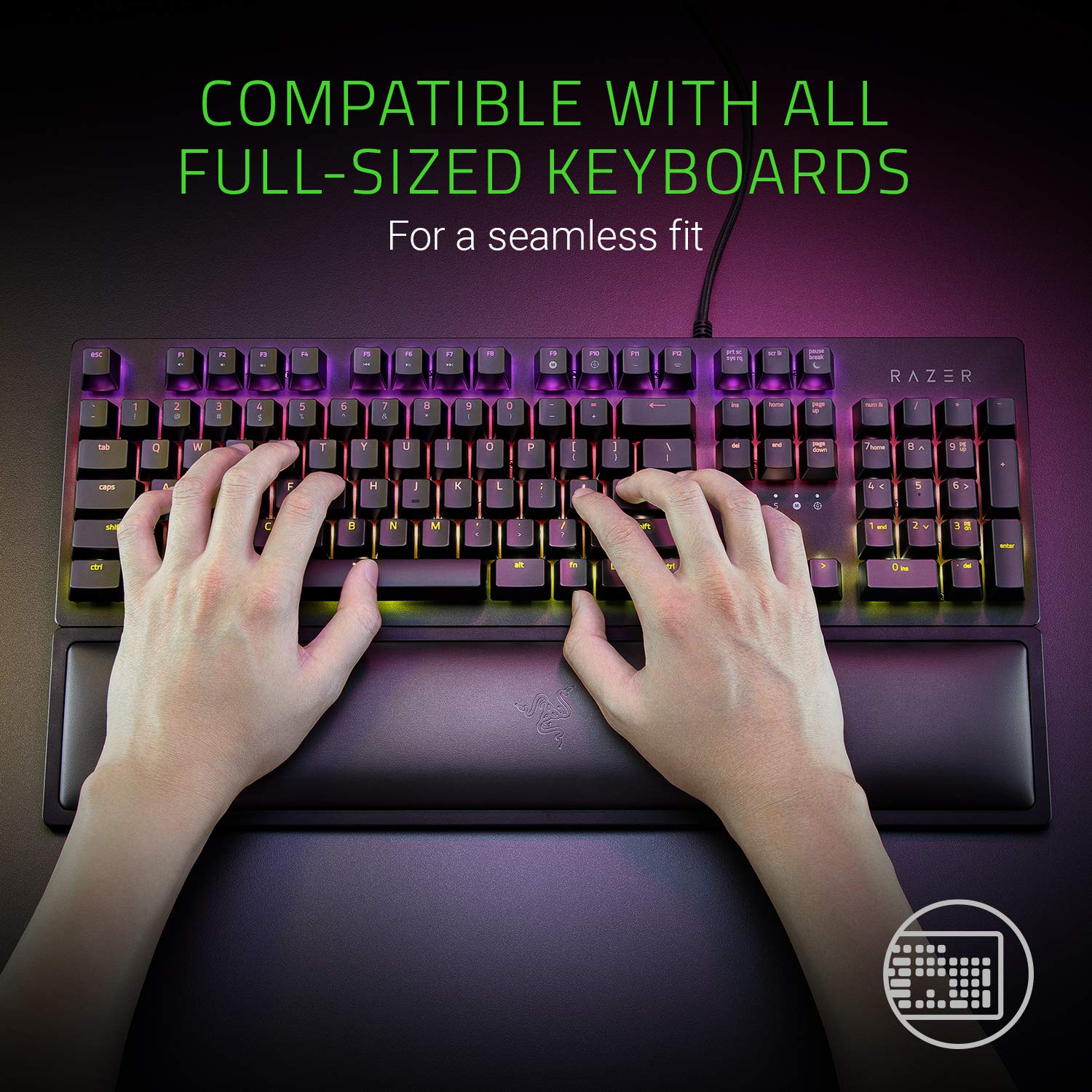 Razer Ergonomic Wrist Rest for Full-Sized Keyboards, Classic Black