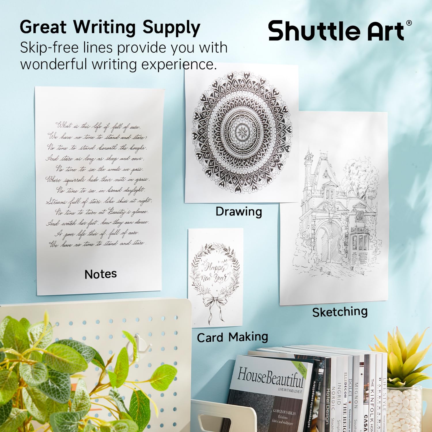 Shuttle Art Black Gel Pens, Ink Glide Series 60 Pack Retractable 0.5mm Fine Point Rollerball Gel