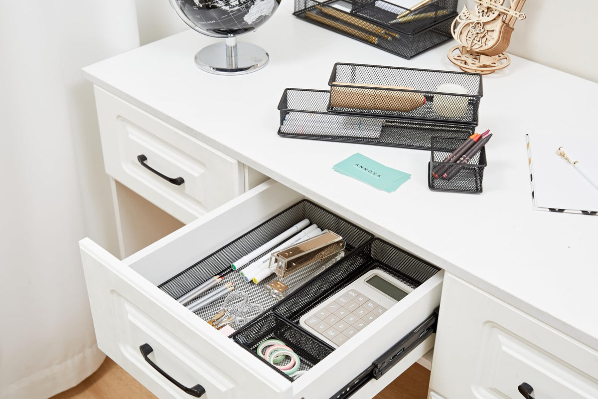 Annova Mesh Stackable Drawer Cabinet and Shelf Organizer Bins Storage Basket School Office Supply