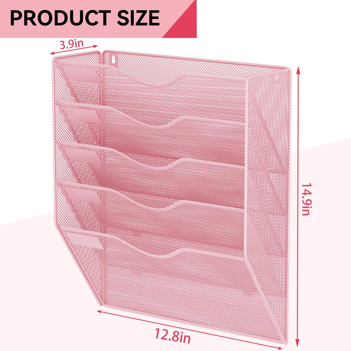 GDINDINFAN 5 Pockets Hanging Wall File Organizer Mail Holder, Wall Mounted Paper Document Folder