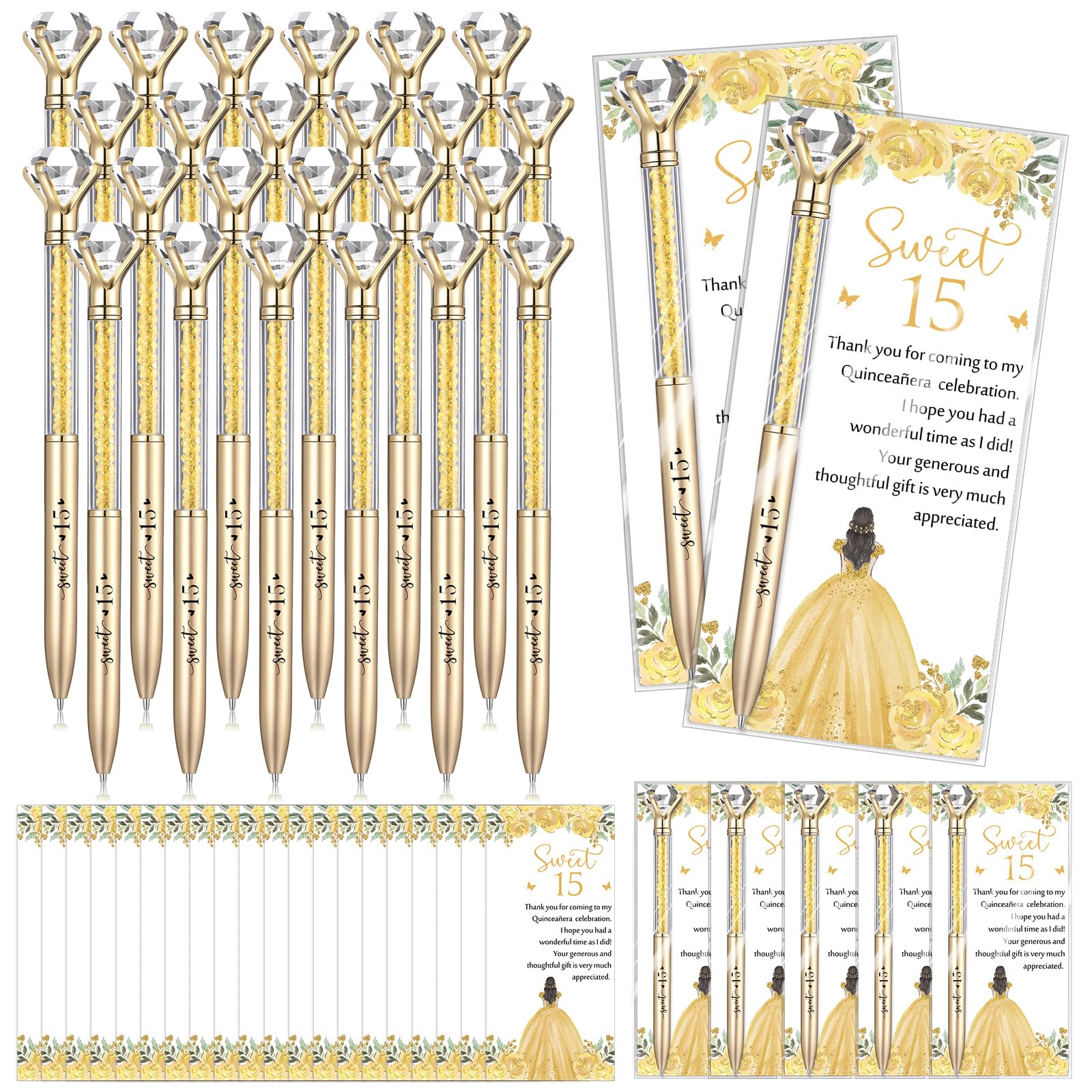 Sayglossy 50 Set Quinceanera Party Favor Sweet Gift, 15th, Gold