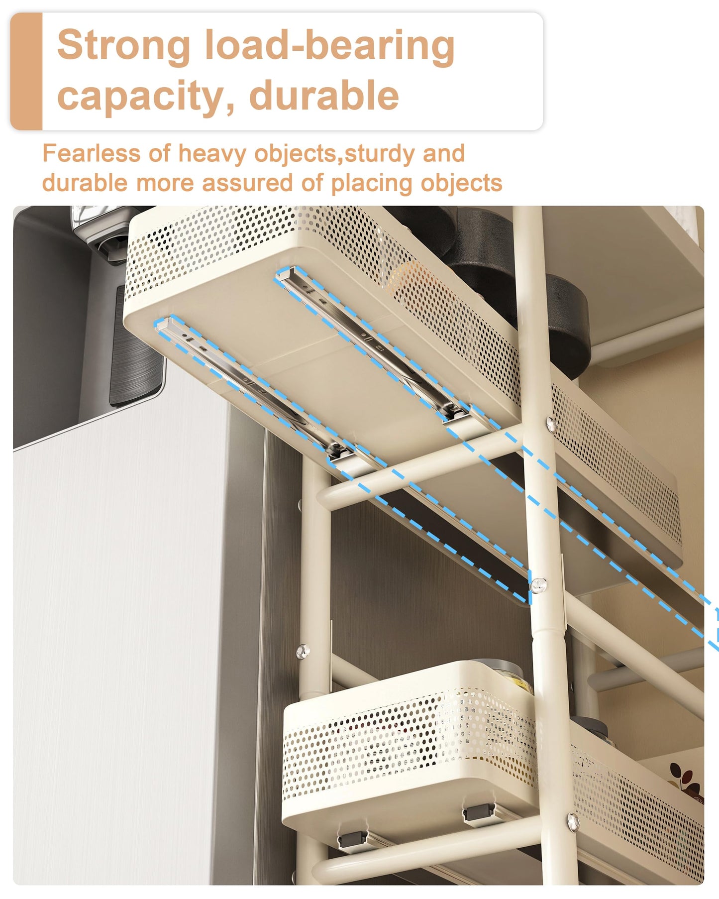 UMDONX 4-Tier Narrow Mobile Storage Cart with Pull-Out Baskets