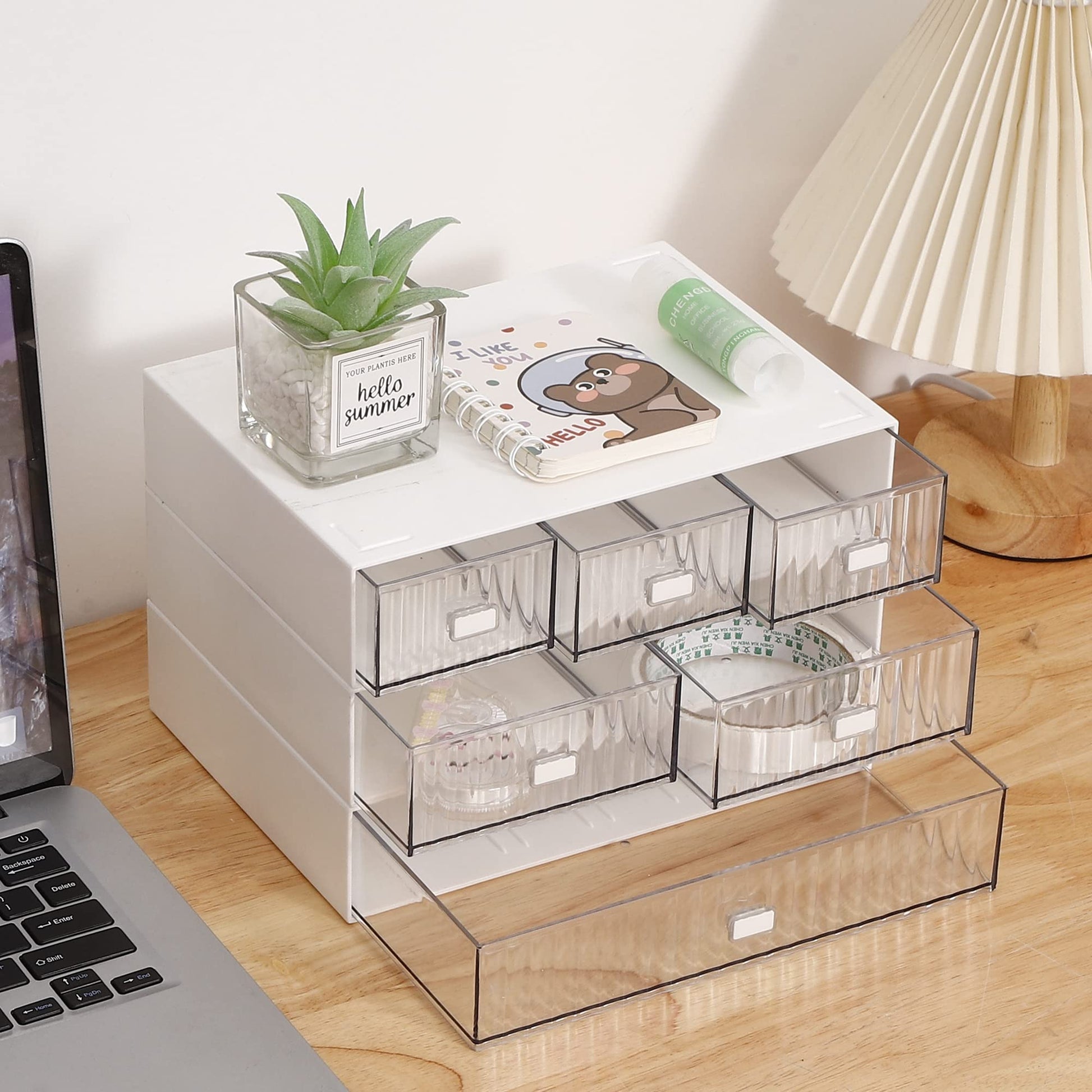 Ykpoqir Desk Organizer Stackable Storage with 6 Drawers Stackable Drawers for Desk Storage, Makeup