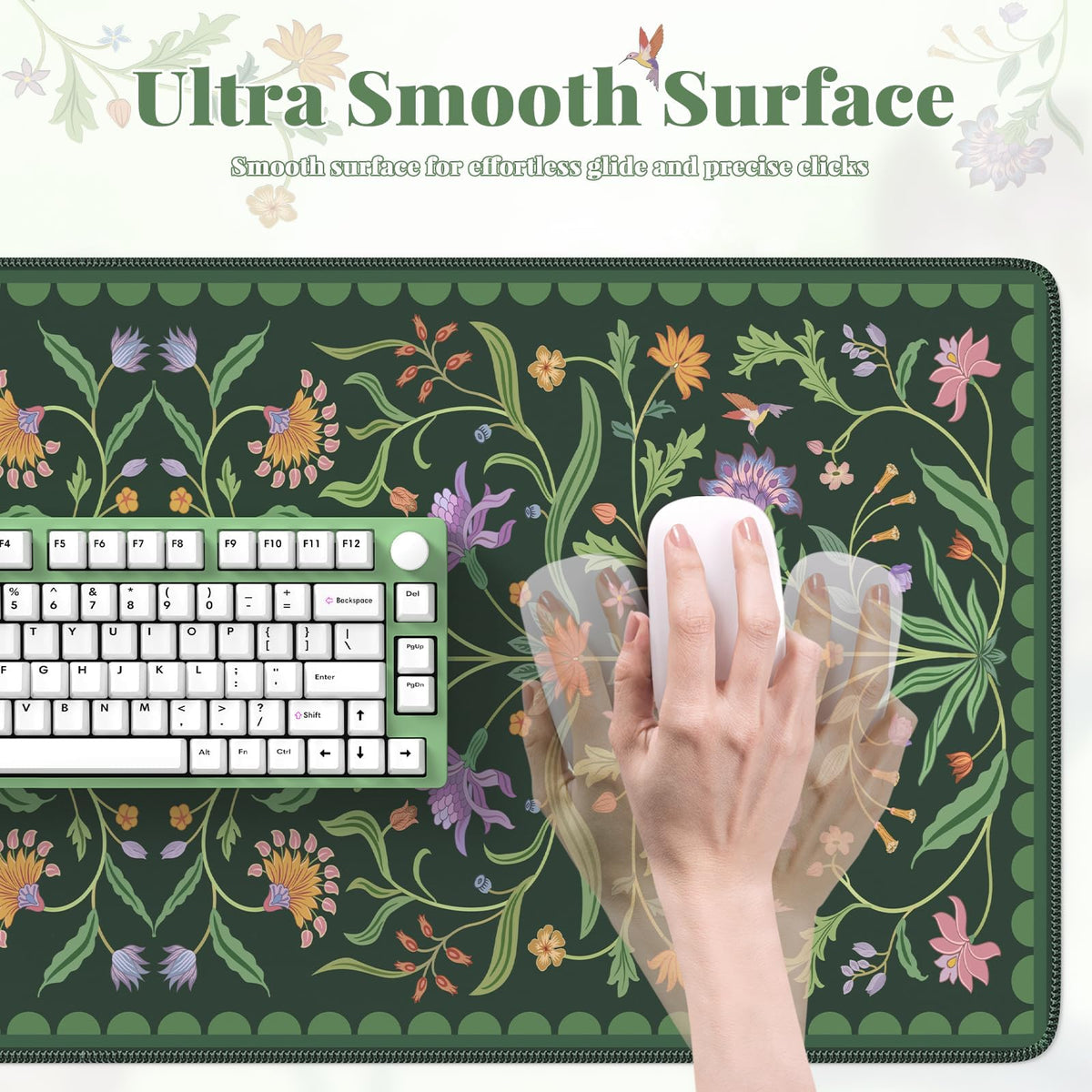 iLeadon Dark Green Desk Mat for Keyboard and Mouse,Full Desk Mouse Pad