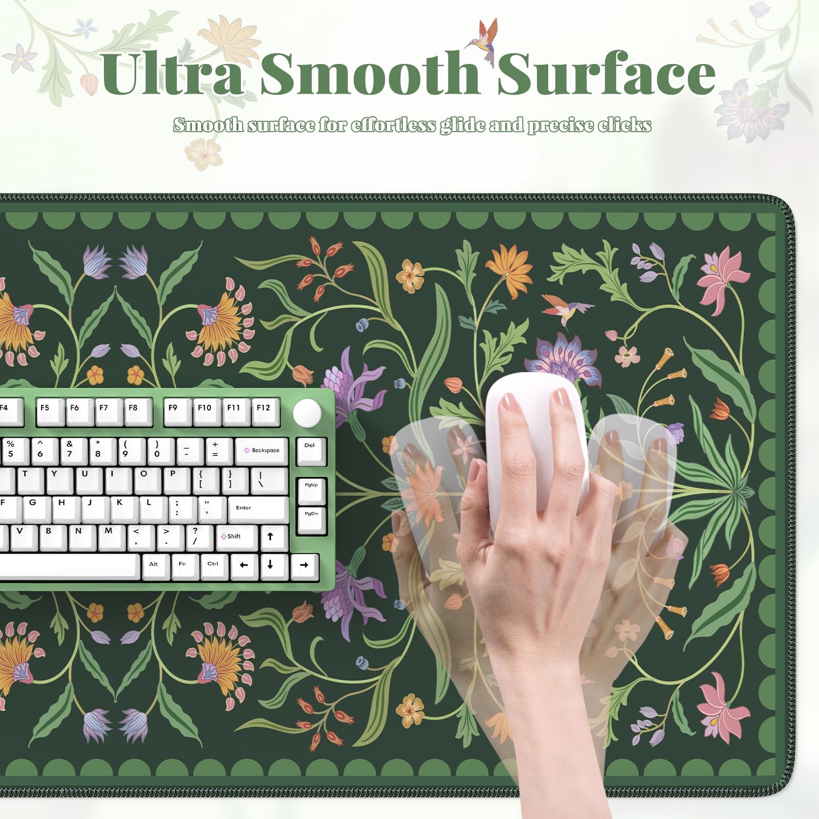 iLeadon Dark Green Desk Mat for Keyboard and Mouse,Full Desk Mouse Pad