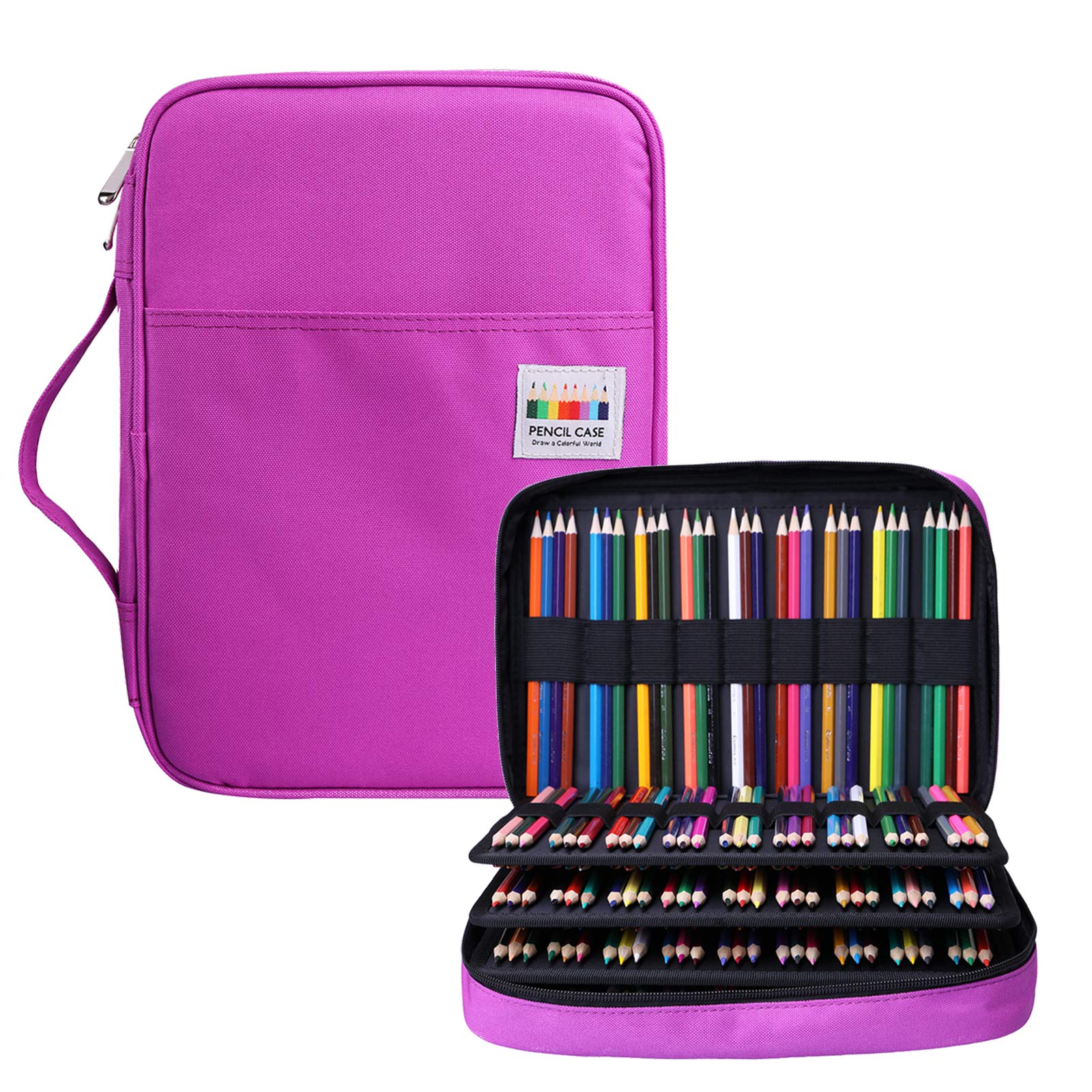 BOMKEE Pencil Case for Adults 220 Slots Colored Pencils Gel Pen Organizer Bag with Zipper for