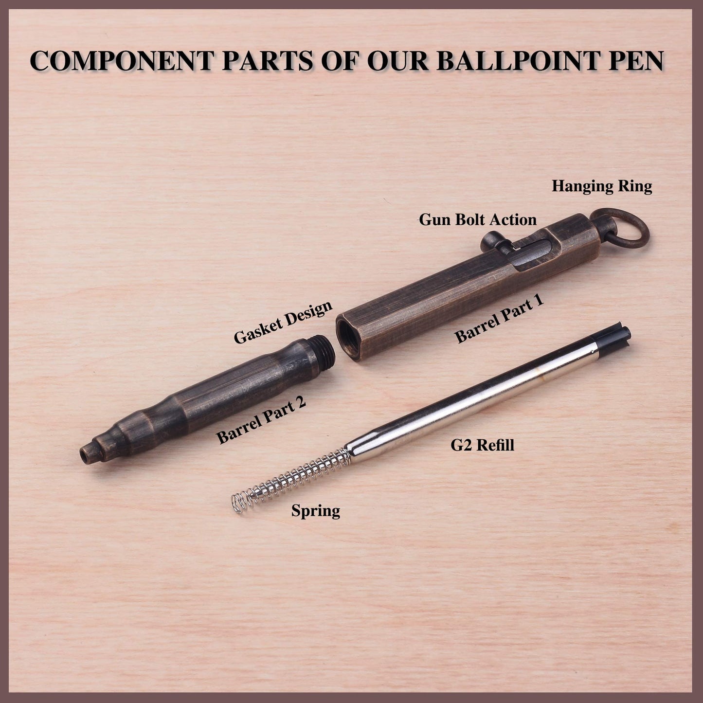 Auchic Personalized Bolt Action Pen Gift Set Free Engraved Customed Pocket EDC Brass Ballpoint Pen