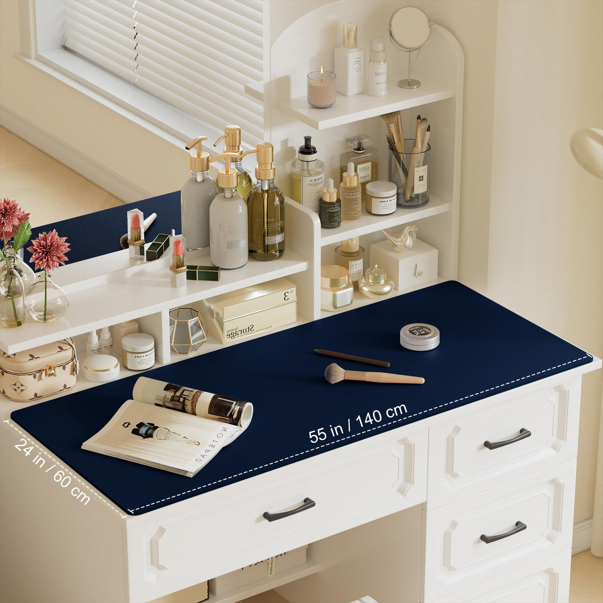 Aothia Leather Desk Pad Protector, Office Desk Mat, Large Mouse Pad, Laptop Desk Pad, Non-Slip PU