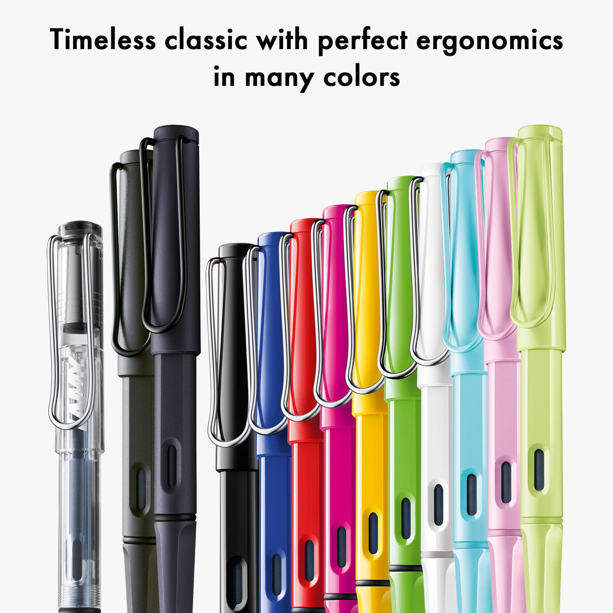 LAMY safari steel black - Fountain Pen with ergonomic grip & polished steel nib in size M - ideal
