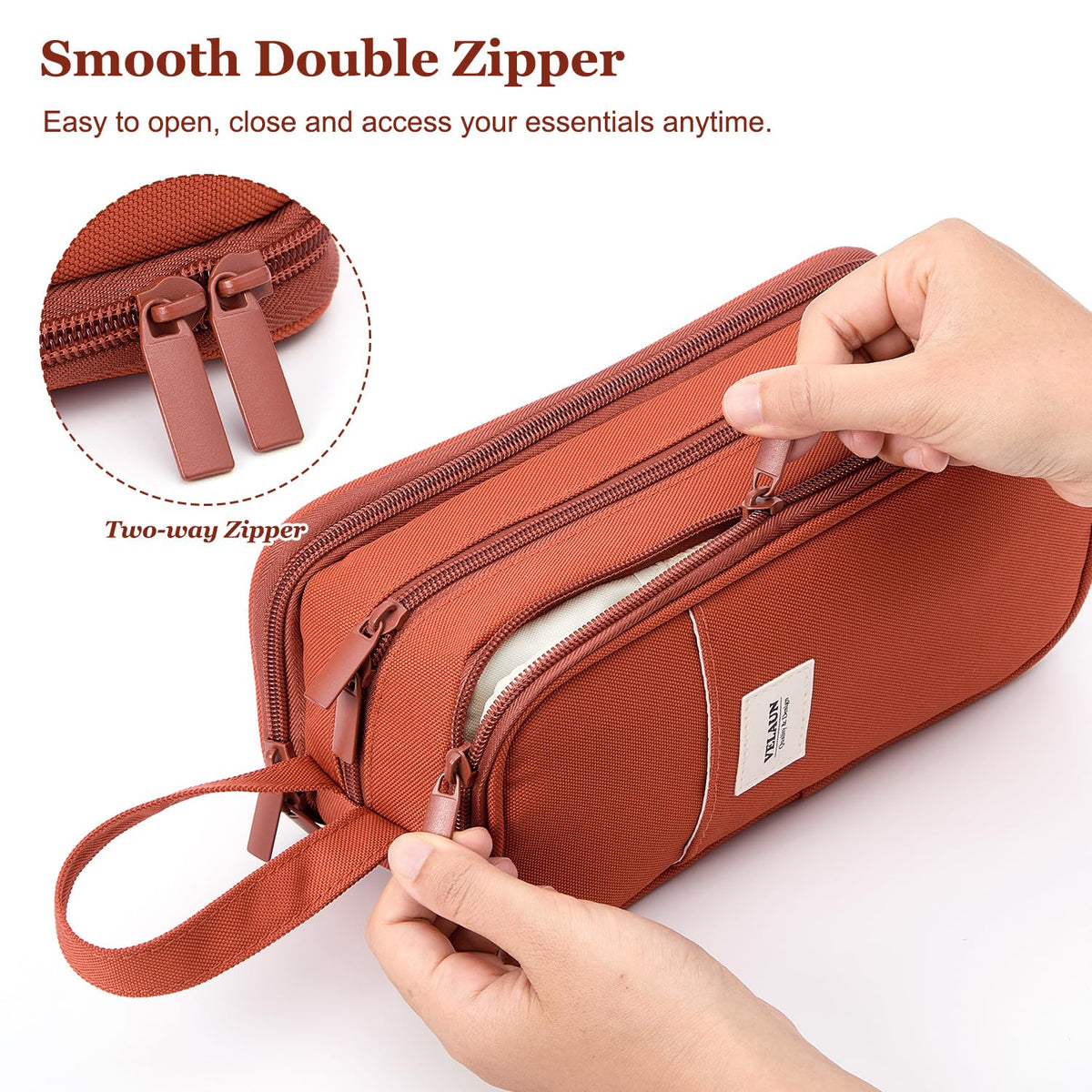 VELAUN Pencil Case Pouch, Large Capacity Pencil Box Bag, Aesthetic Pen Organizer for School