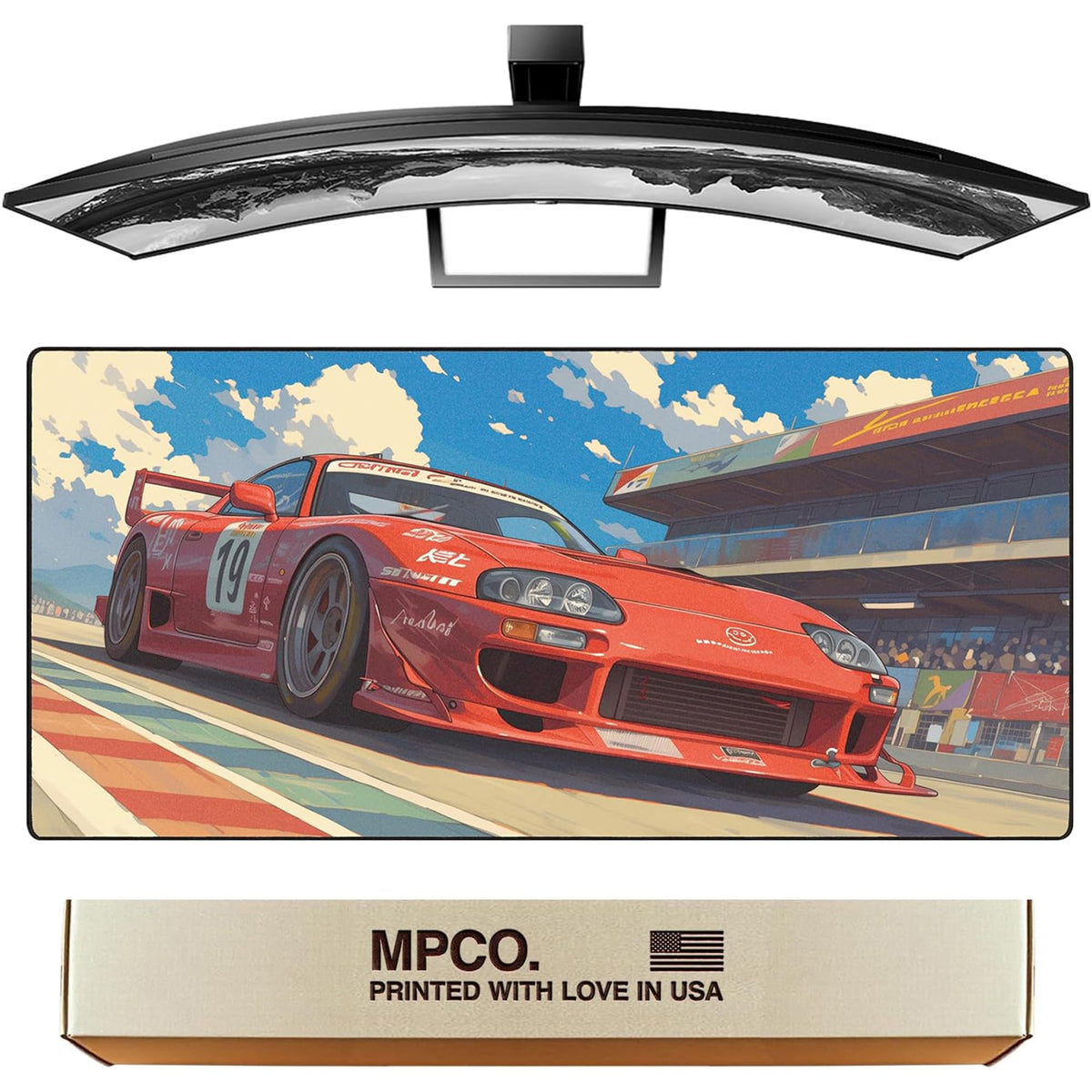MPCO. Tetsus-Toyota Gaming Desk Pad, 36" x 17" Aeroglyde Non-Slip Desk Mat