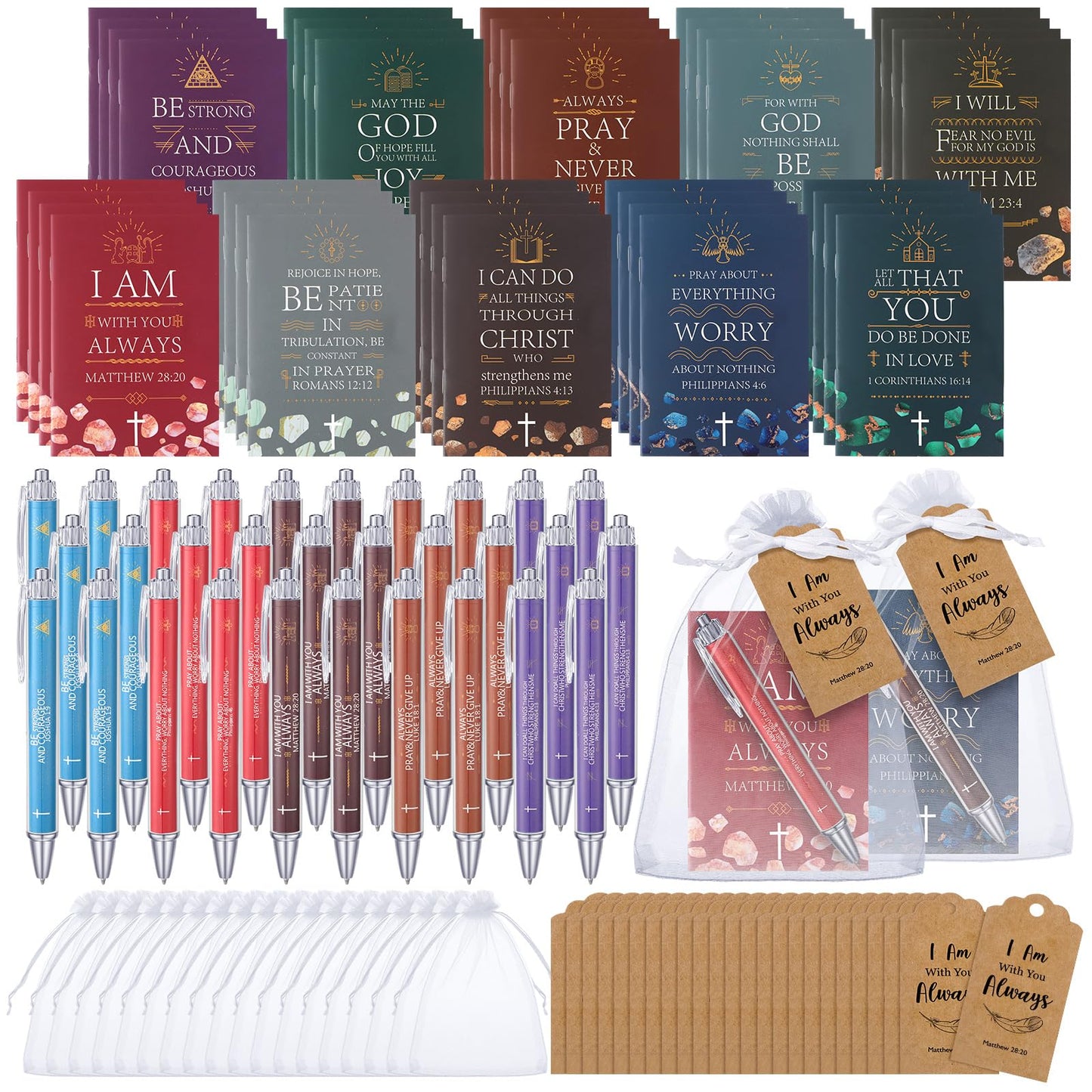 Qeeenar 200 Pcs Christian Gift Bulk Set Bible Verse, Multicolor, Classic