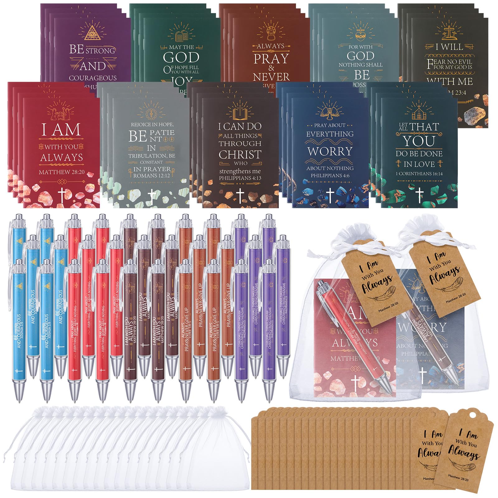 Qeeenar 200 Pcs Christian Gift Bulk Set Bible Verse, Multicolor, Classic