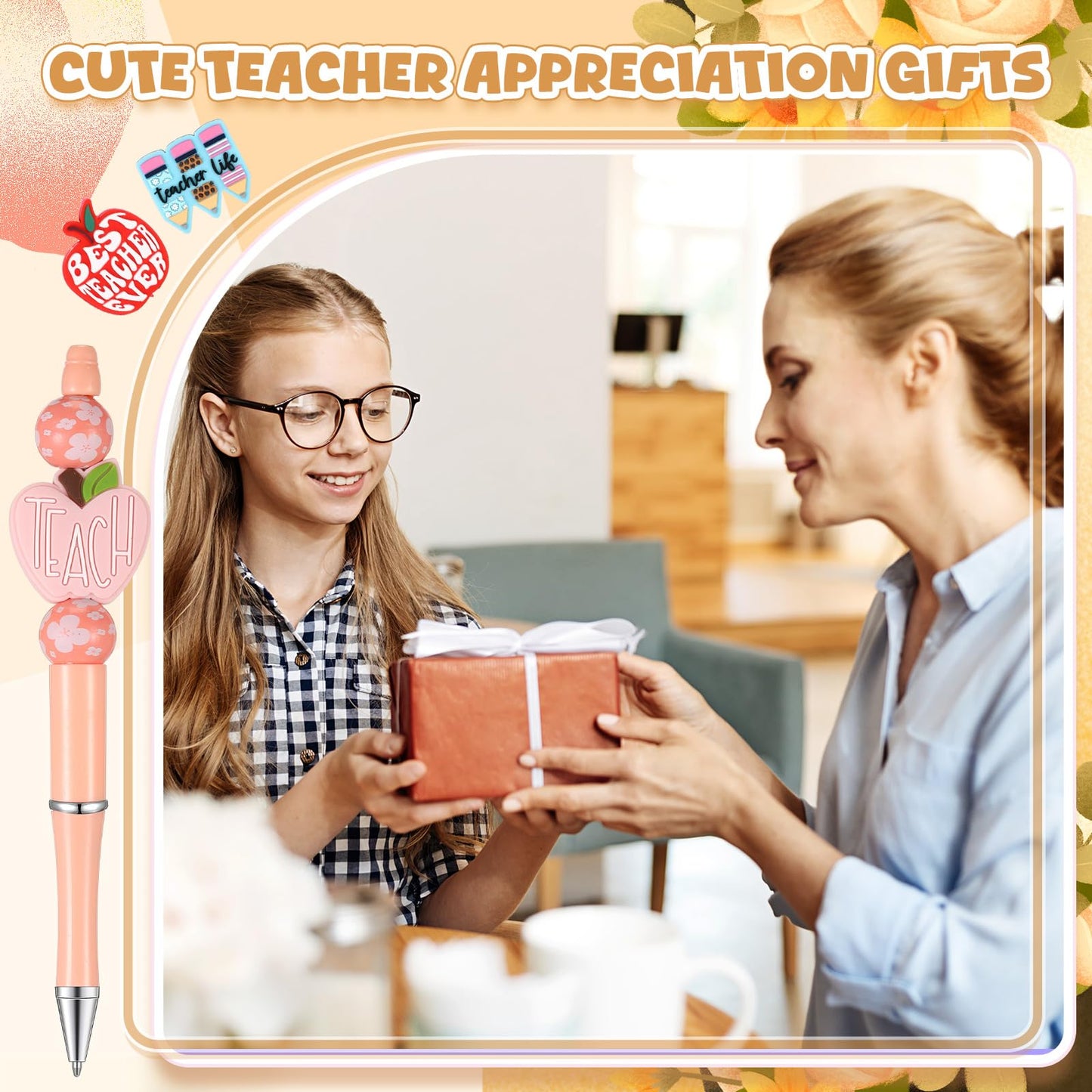 Geyee 12 Set Beadable Pens DIY Bead Pens, Multicolor, Teacher