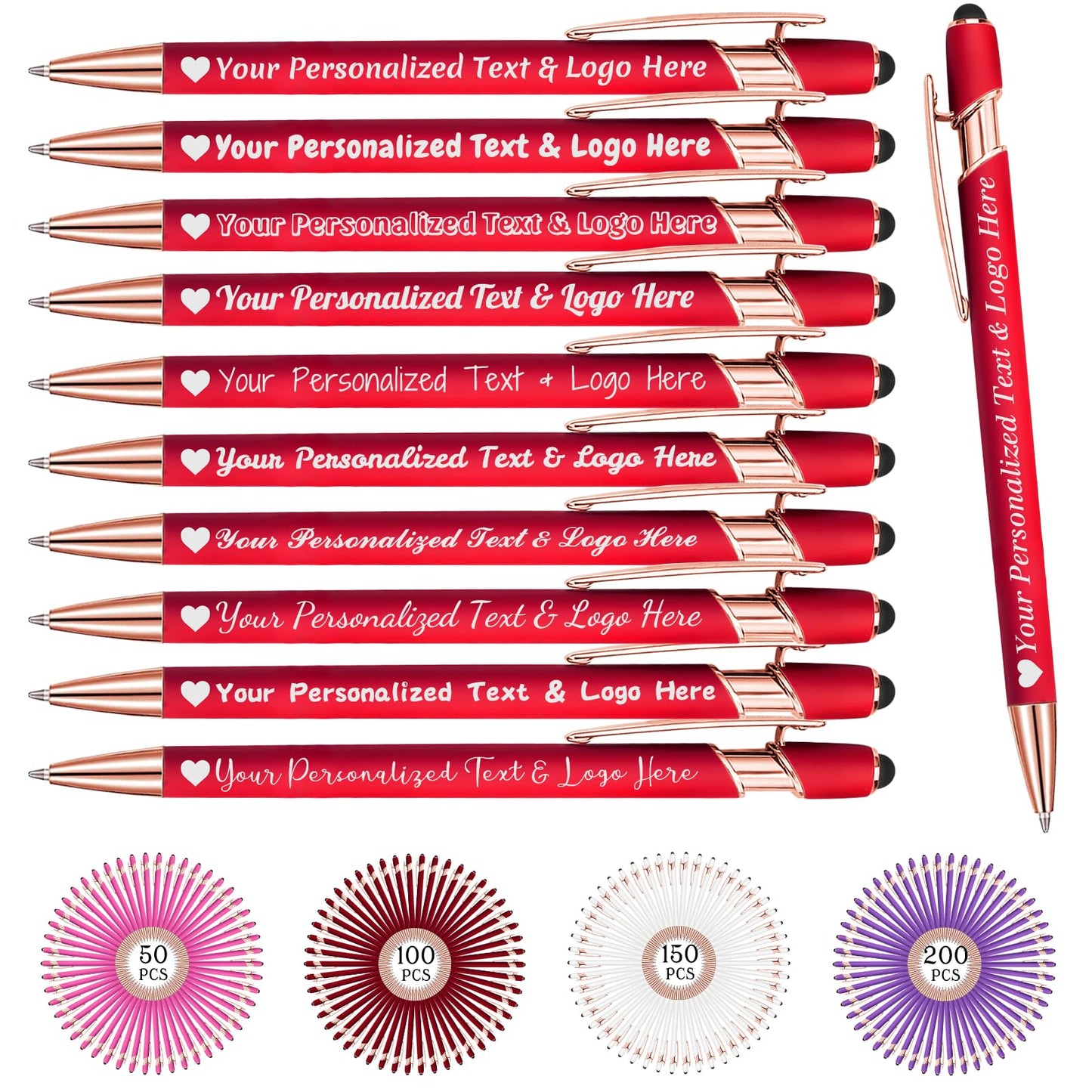 STREADVE Personalized Custom Pens 10 Engraved Writing Pen with Name Logo, Customized Promotional