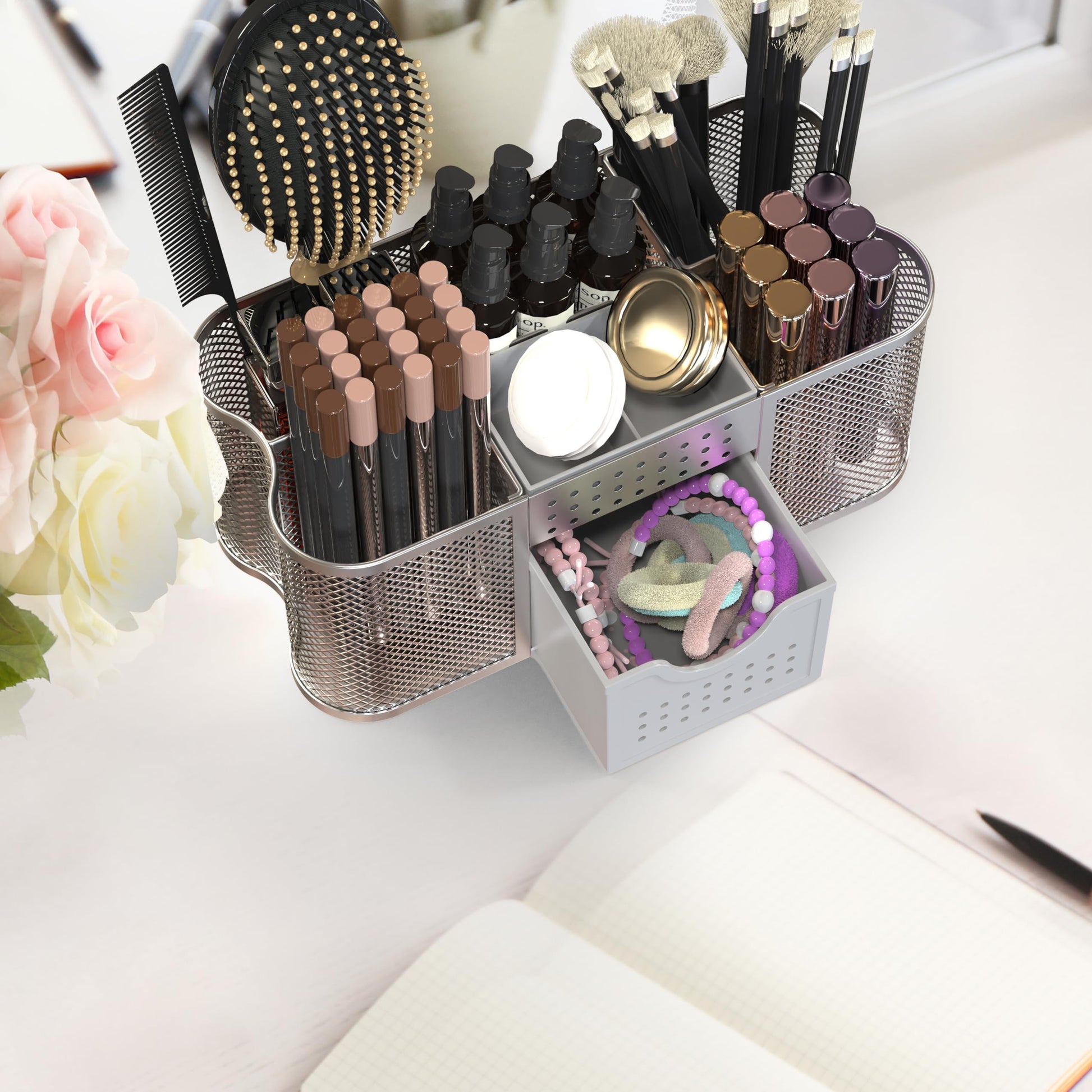 Deco Brothers Desk Organizers Pen Holder Office Caddy Storage, Silver