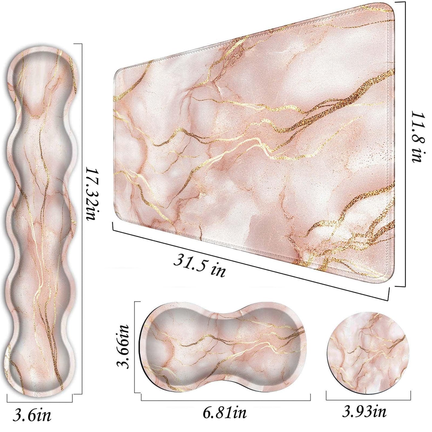 FGDRFGRW Mouse Pad Set,(31.5×11.8 in) Desk Pad + Keyboard Wrist Rest Support + Mouse Wrist Rest +