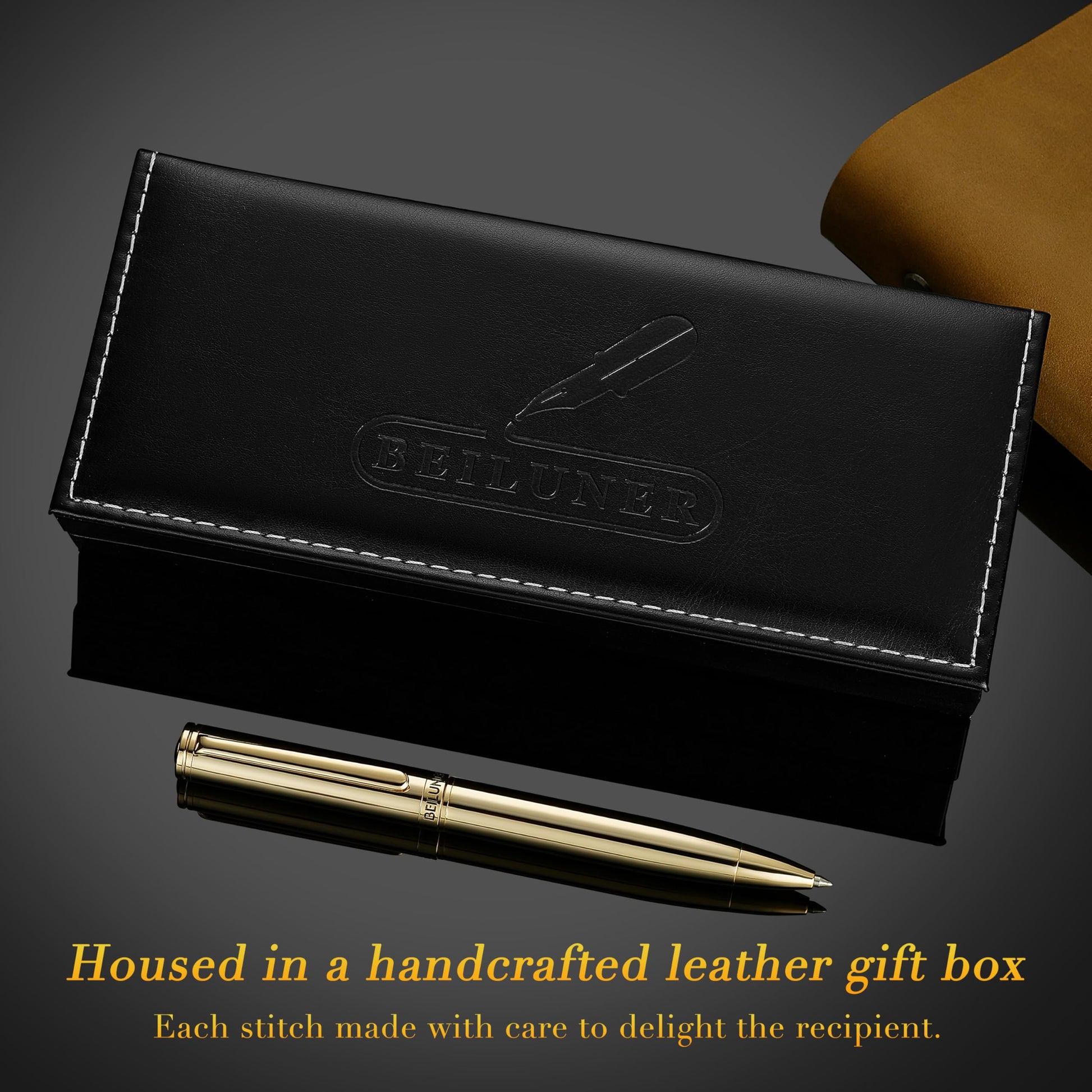 BEILUNER Gold Gel Pen, Stunning Luxury Pens with 24K Gold Plating, Black Ink Refill, Executive Gift