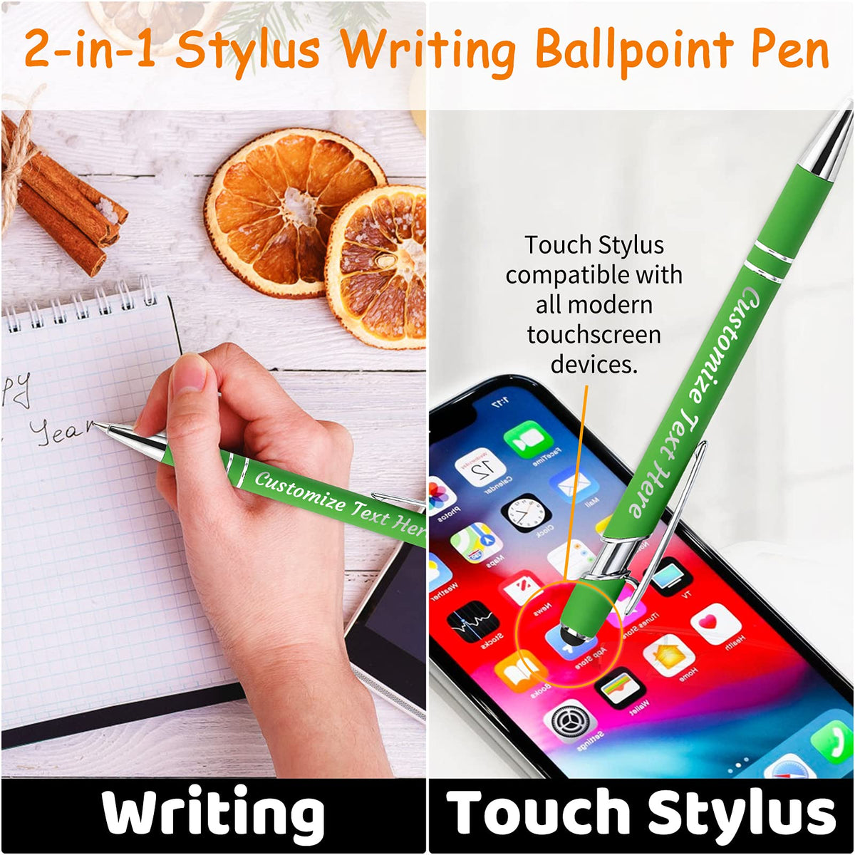YanNanKe 24 PCS Custom Pens Personalized Bulk, Customized Engraving Ballpoint Pens with Stylus Name