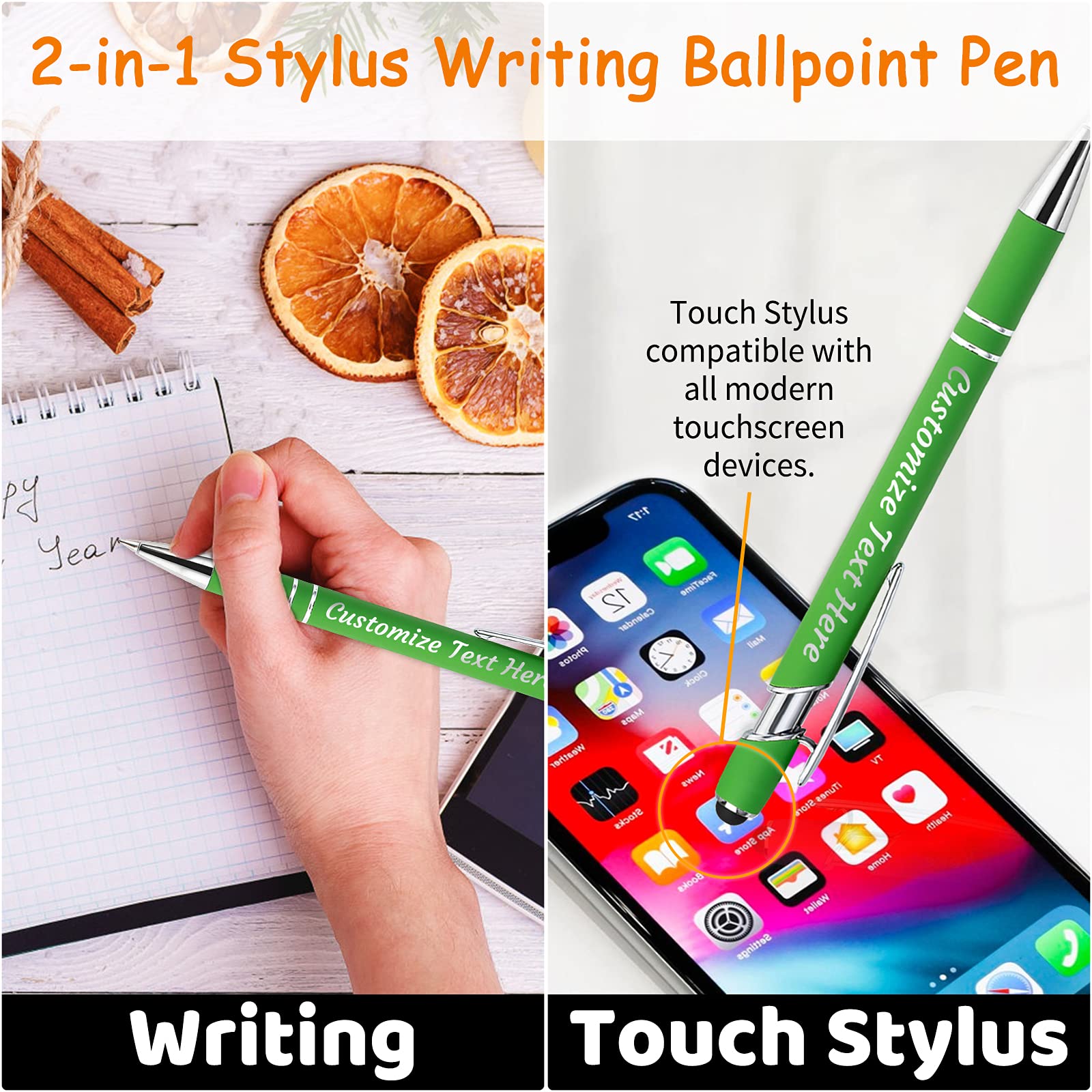 YanNanKe 24 PCS Custom Pens Personalized Bulk, Customized Engraving Ballpoint Pens with Stylus Name
