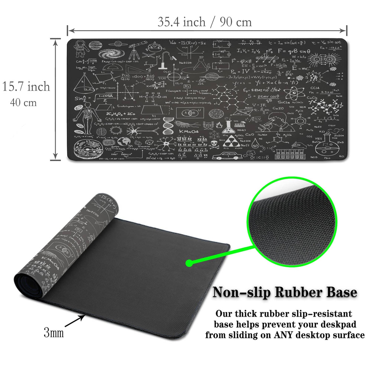 Samgula Large Mouse Mat Black Gaming Mousepad, Oversized Mouse Pads Long Desk Pad, Desktop Computer