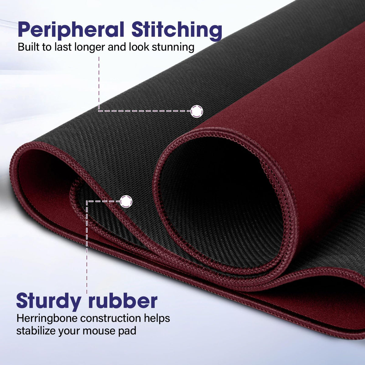 31.5" x 15.7" Waterproof Fabric Mouse Pad, Rubber Anti-Slip Base, Wine Red
