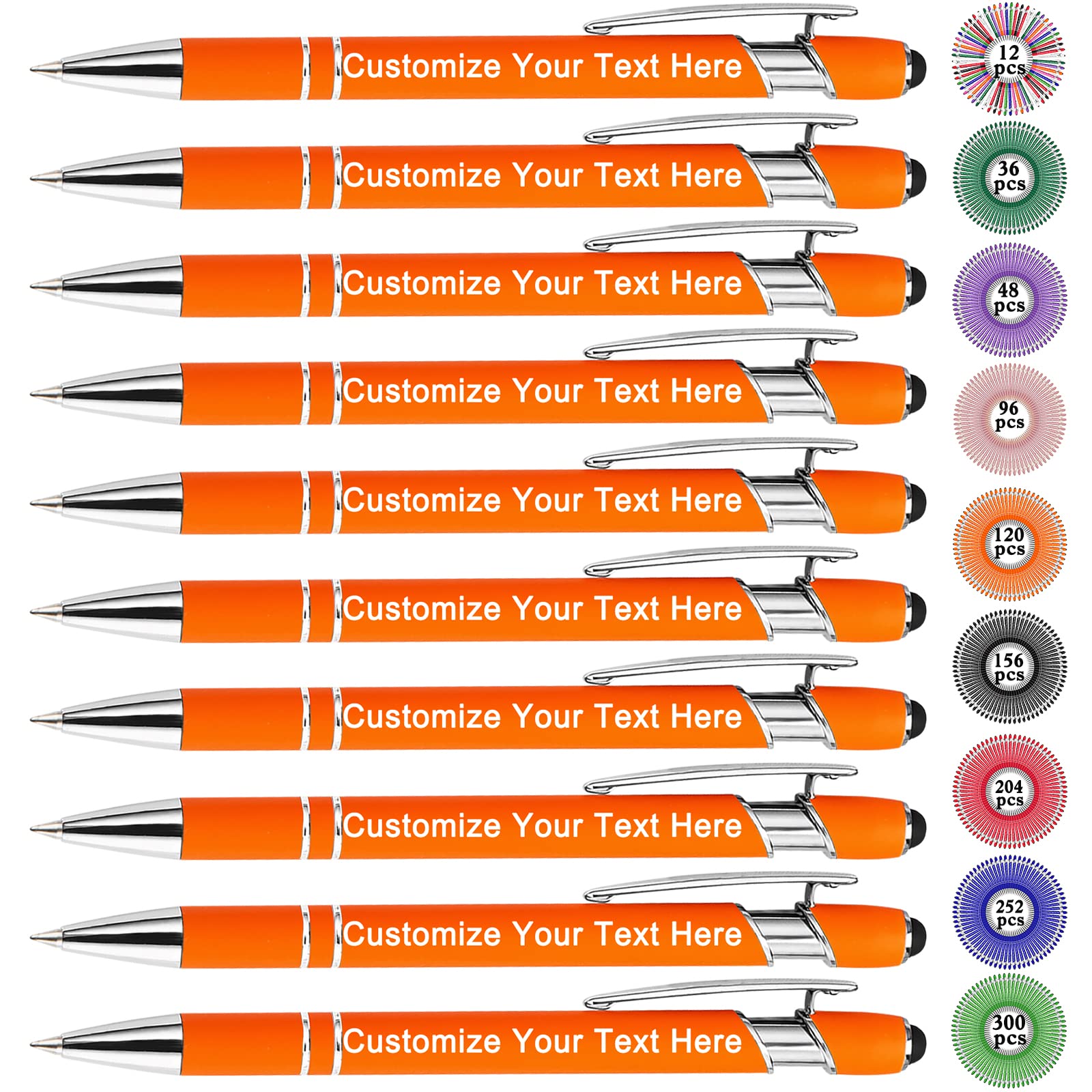 Qingxily Up to 300 Pcs Custom Pens Bulk Personalized Pens with Free Engraving Customized Stylus