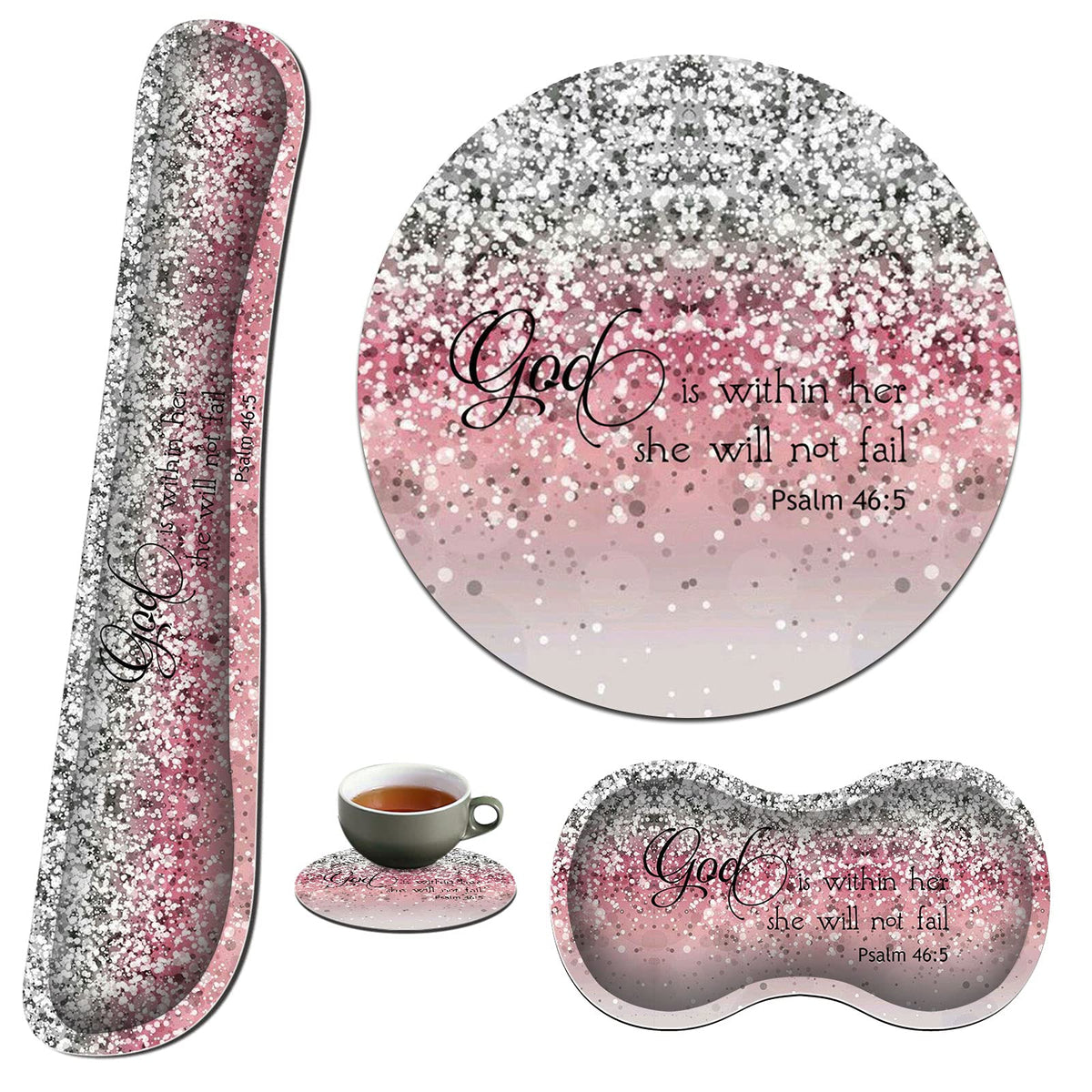 BEOTIWAD Keyboard and Mouse Wrist Rest Set,Pink Glitter Bible