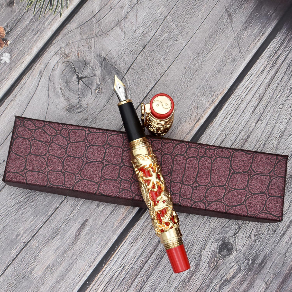 zoohot Fountain Pen Jinhao Chinese Dragon Heavy Pen, Golden