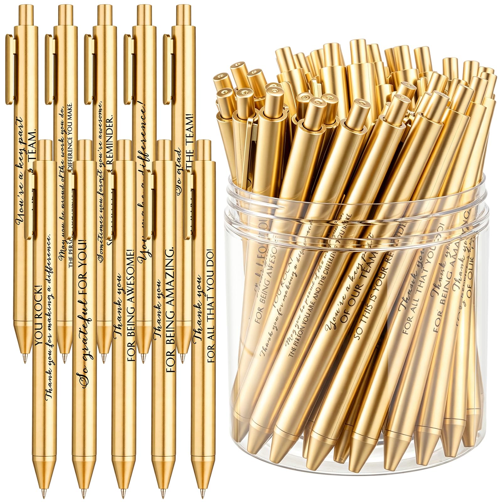 Crtiin 50 Pcs Inspirational Pens Bulk Gold, Team Motivation