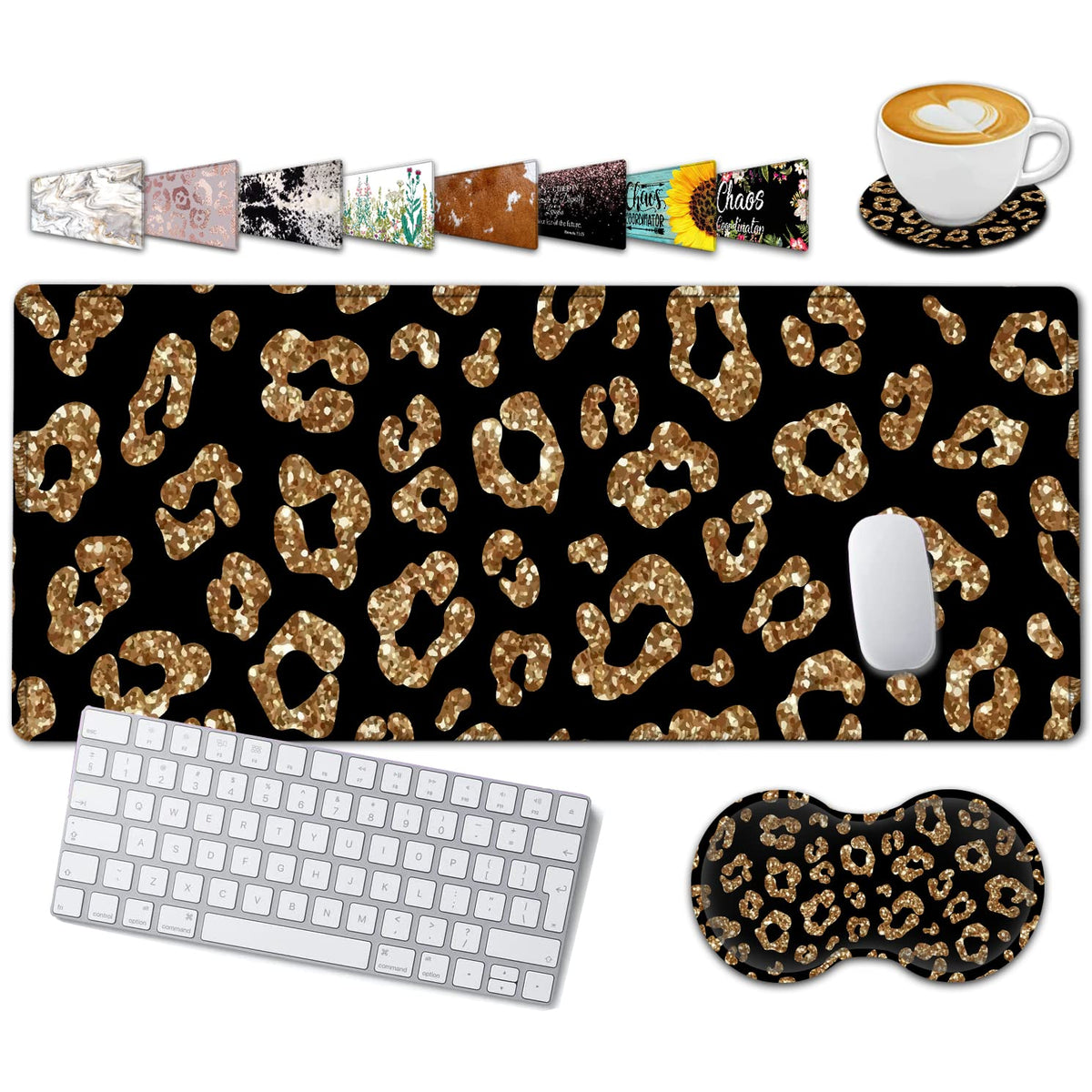 Large Gaming Mouse Pad, 31.5x11.8 in Extended Computer Mouse Mat with Non-Slip PU Base, Ergonomic
