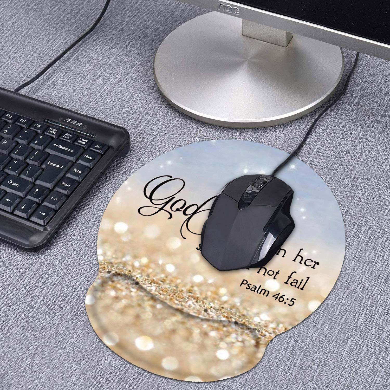 Ergonomic Mouse Pad Wrist Support and Coasters Set, Cute Wrist Rest Pad with Non-Slip PU Base for