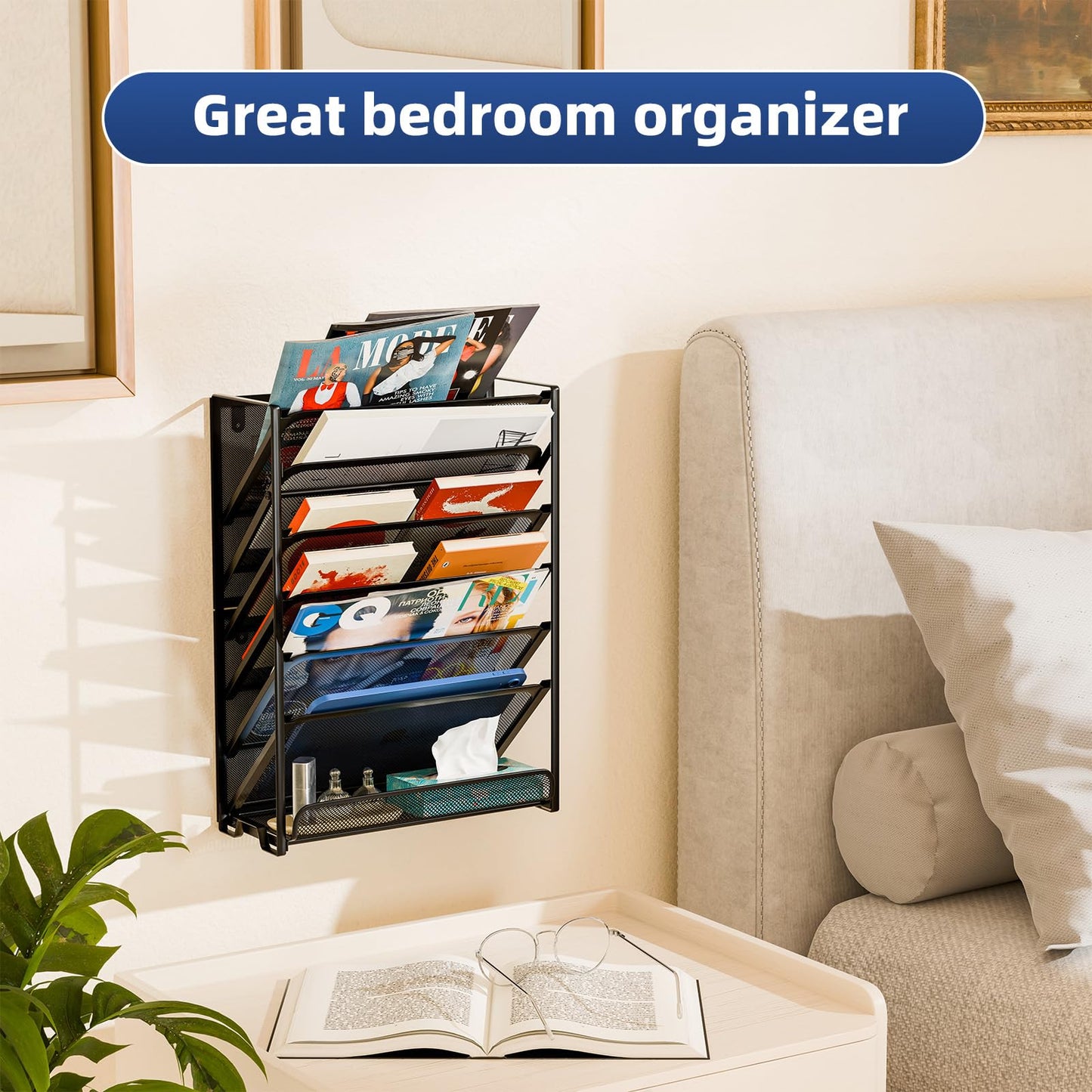 Simple Trending Wall File Organizer, Mesh 7-Tier Vertical Hanging File Holder, Desktop Metal Files