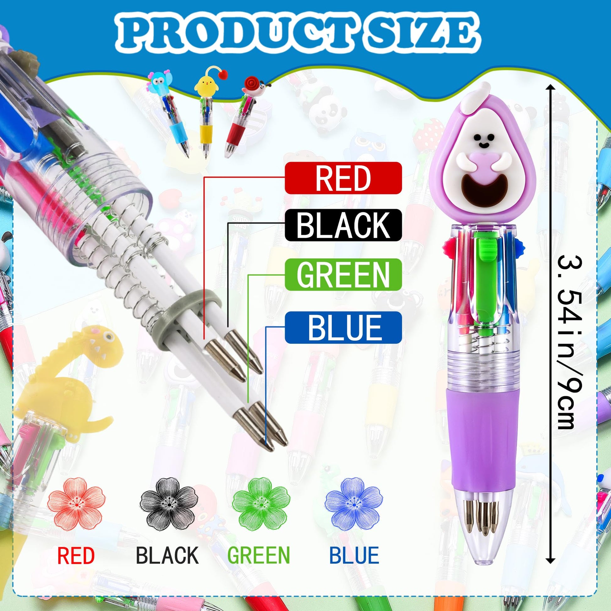 BIMORITA 36Pcs Mini Multicolor Pens in One 4-in-1, Cute Pens Bulk for Party Favors and Birthdays