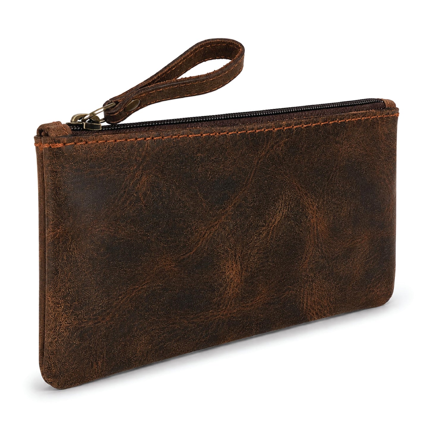 TheAntiq Leather Pencil Pouch, Currency Pouch, Leather Pencil Case, Zippered Pouch Paper Money, Pen