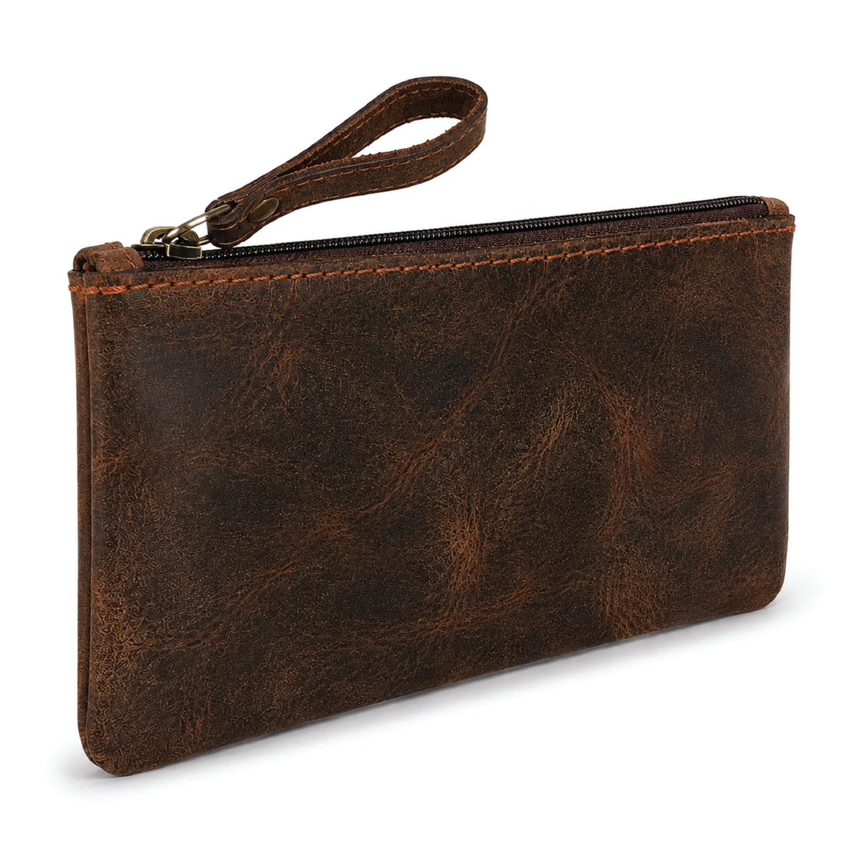 TheAntiq Leather Pencil Pouch, Currency Pouch, Leather Pencil Case, Zippered Pouch Paper Money, Pen