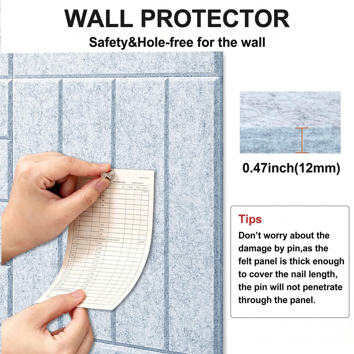 G Gamit 0.47" Thick Felt Wall Tiles 36"x24" Cork Board Alternative 6 Pack 11.81"x11.81"Felt