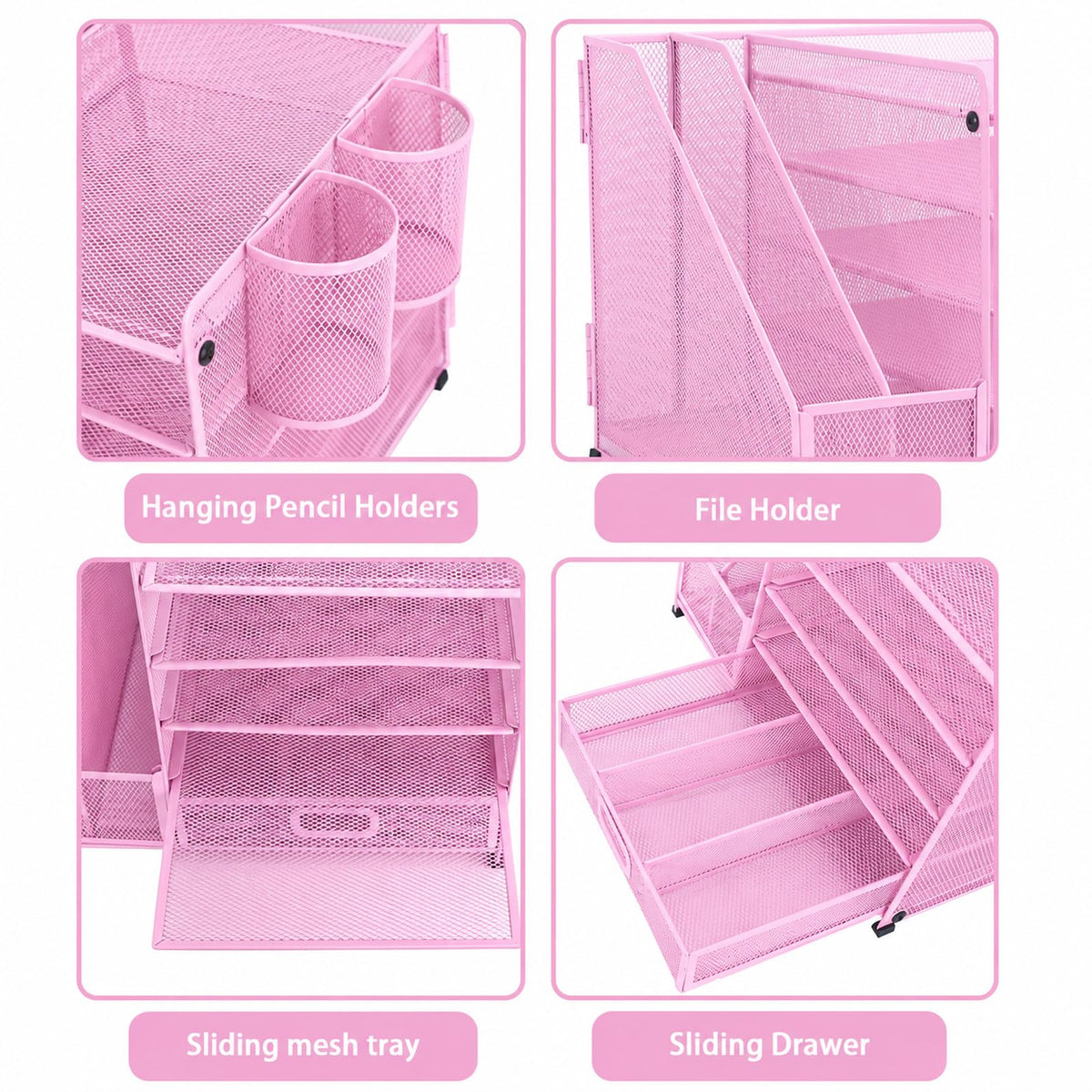 TSDRBWO Desk Organiser File Holder with 2 Pen Holder, 5 Tier Paper Letter Tray Organiser with