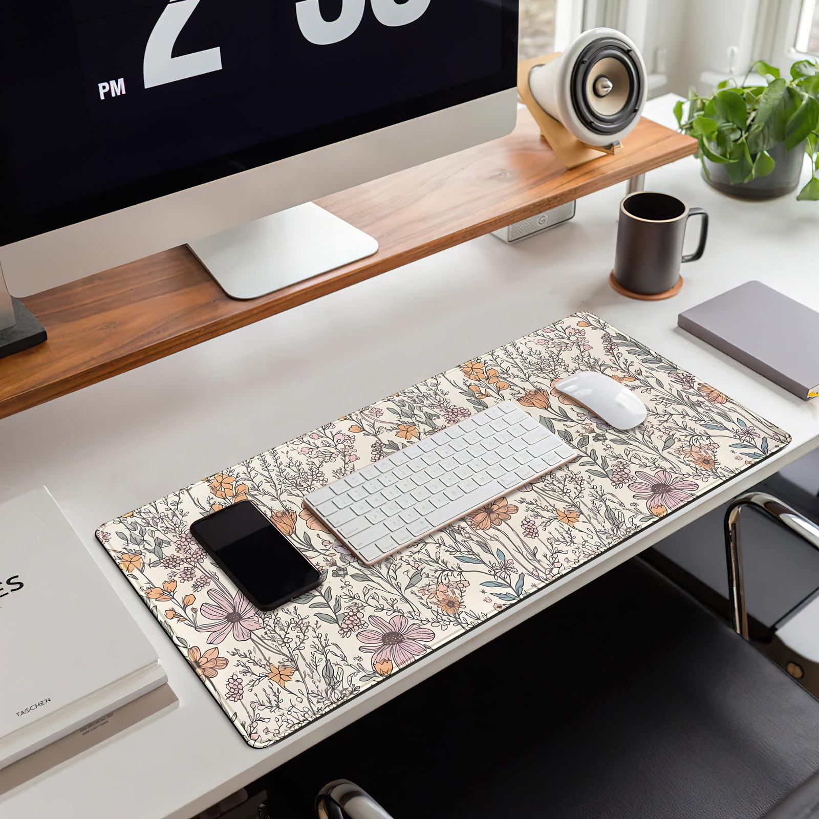 Floral Desk Mat Cute Wildflowers Large Mouse Pad Extended Plant Gaming Mousepad XL Keyboard Mouse