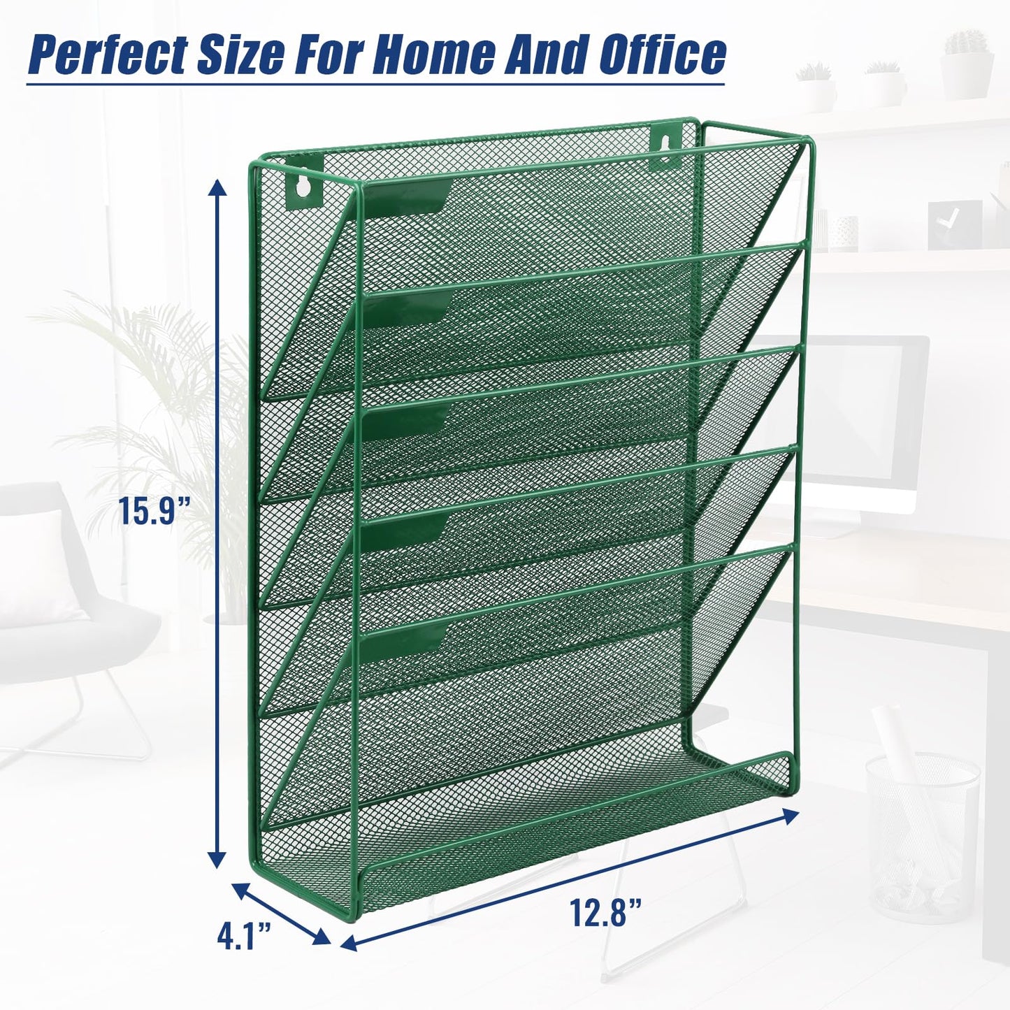 EASEPRES Desk File Organizer Mesh 6-Tier, Hanging Wall Mount Document Organization Stand, Desktop