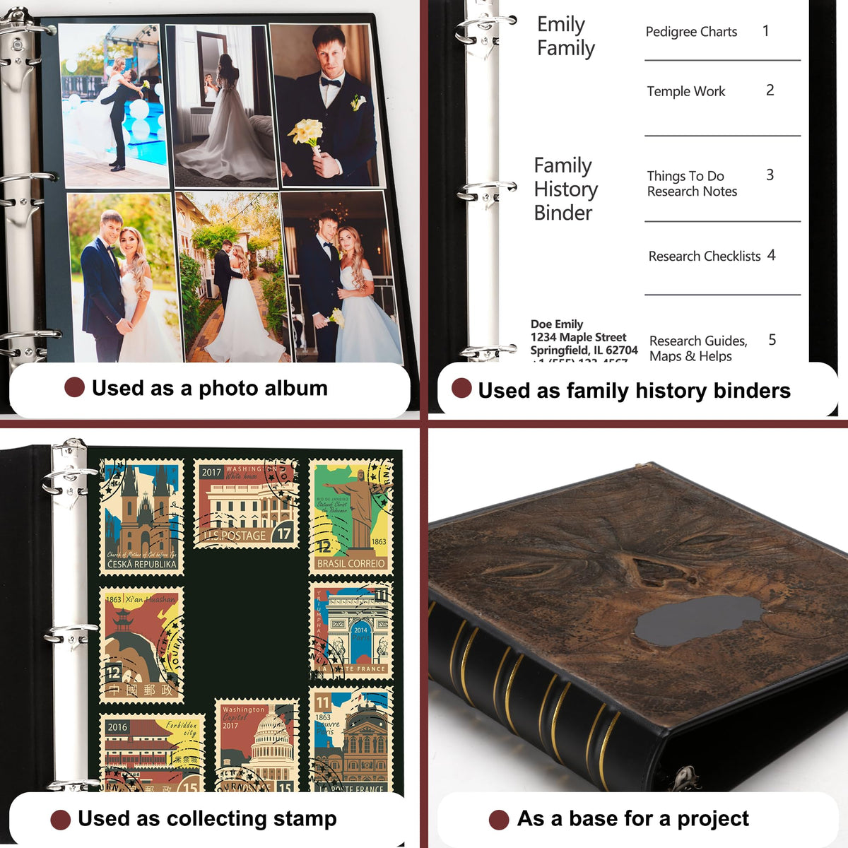LETVPVOW Vintage Hardback 3 Ring Binder 3 Inch, Professional Leather Binder 3 Ring, Three Ring