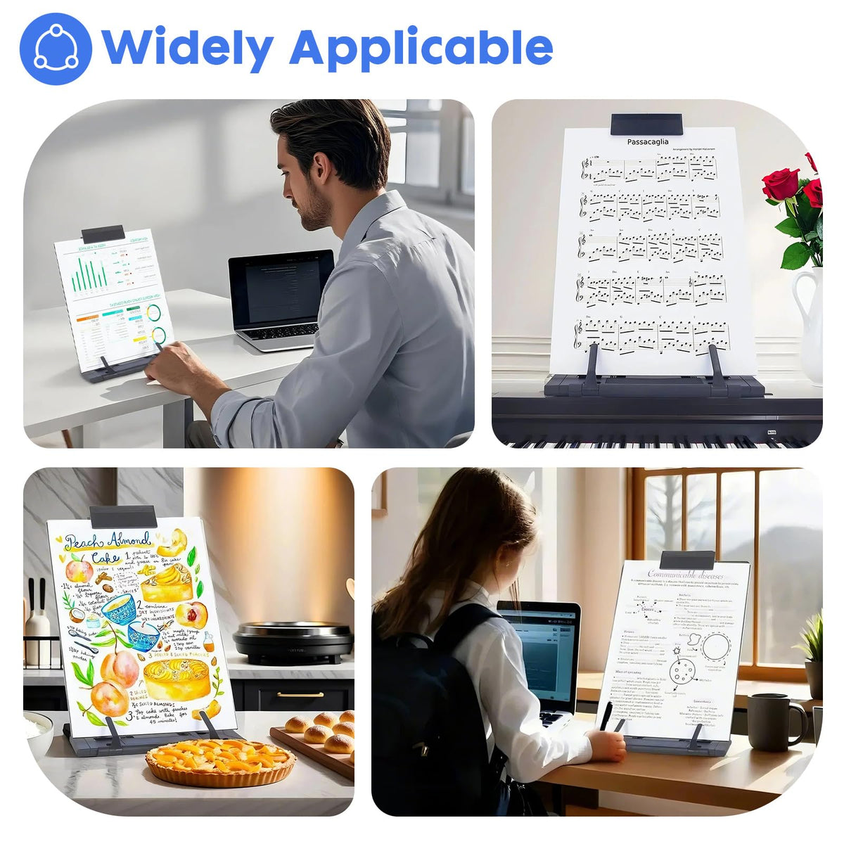 Barelove Desktop Document Holder Paper Stand with 7 Adjustable Positions, Relieve Eyes and Neck