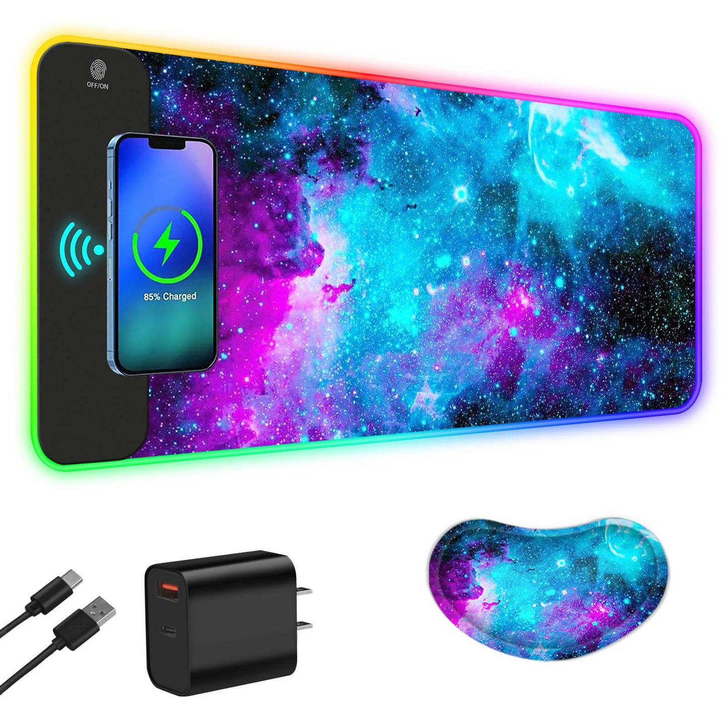 ToLuLu Wireless Charging RGB Gaming Mouse Pad,15W LED 30W Charger Mouse Mat